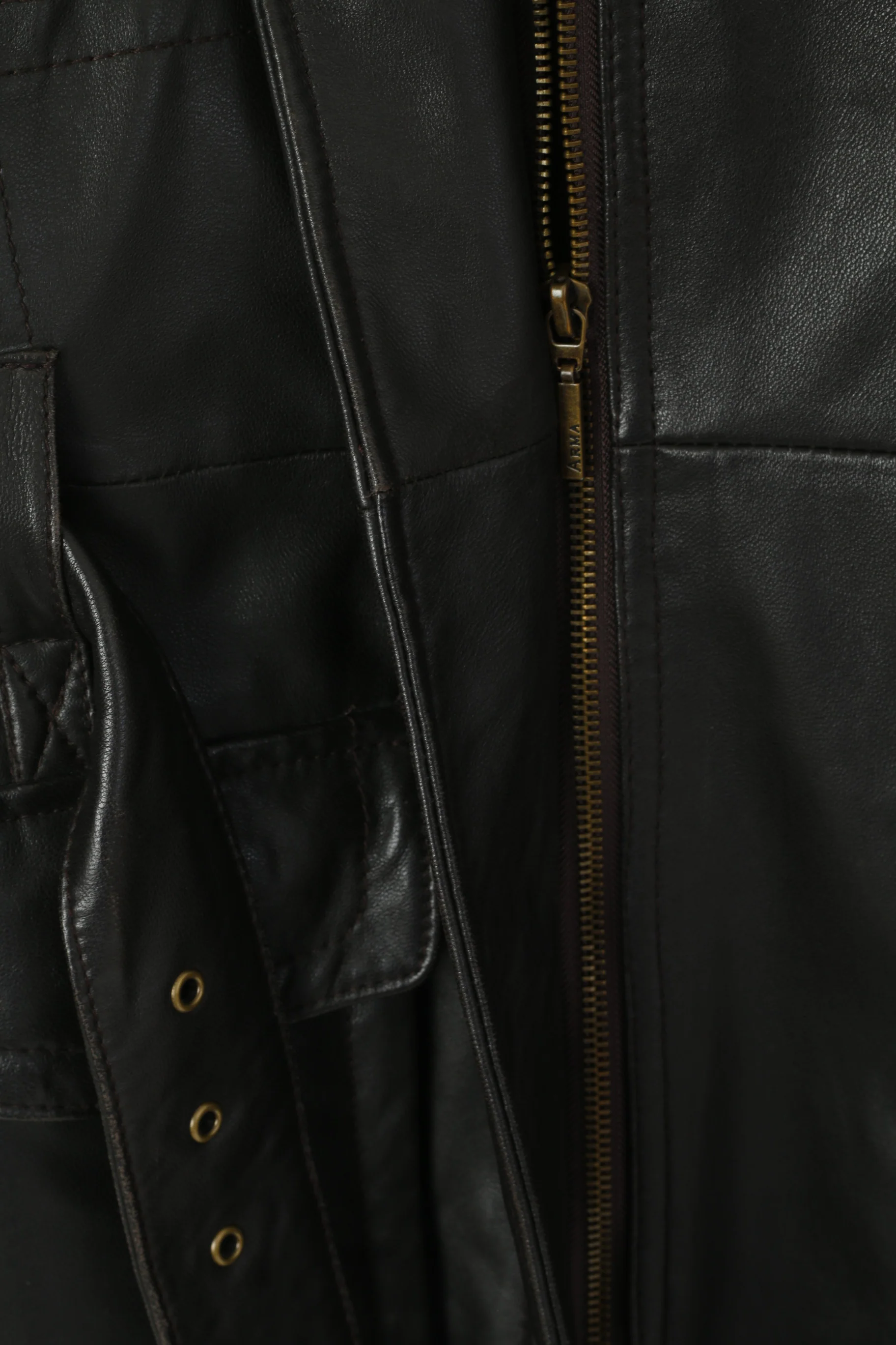 Arma Women 36 8 S Jacket Brown Soft Leather Full Zip Retro Belted Biker Coat - Image 5
