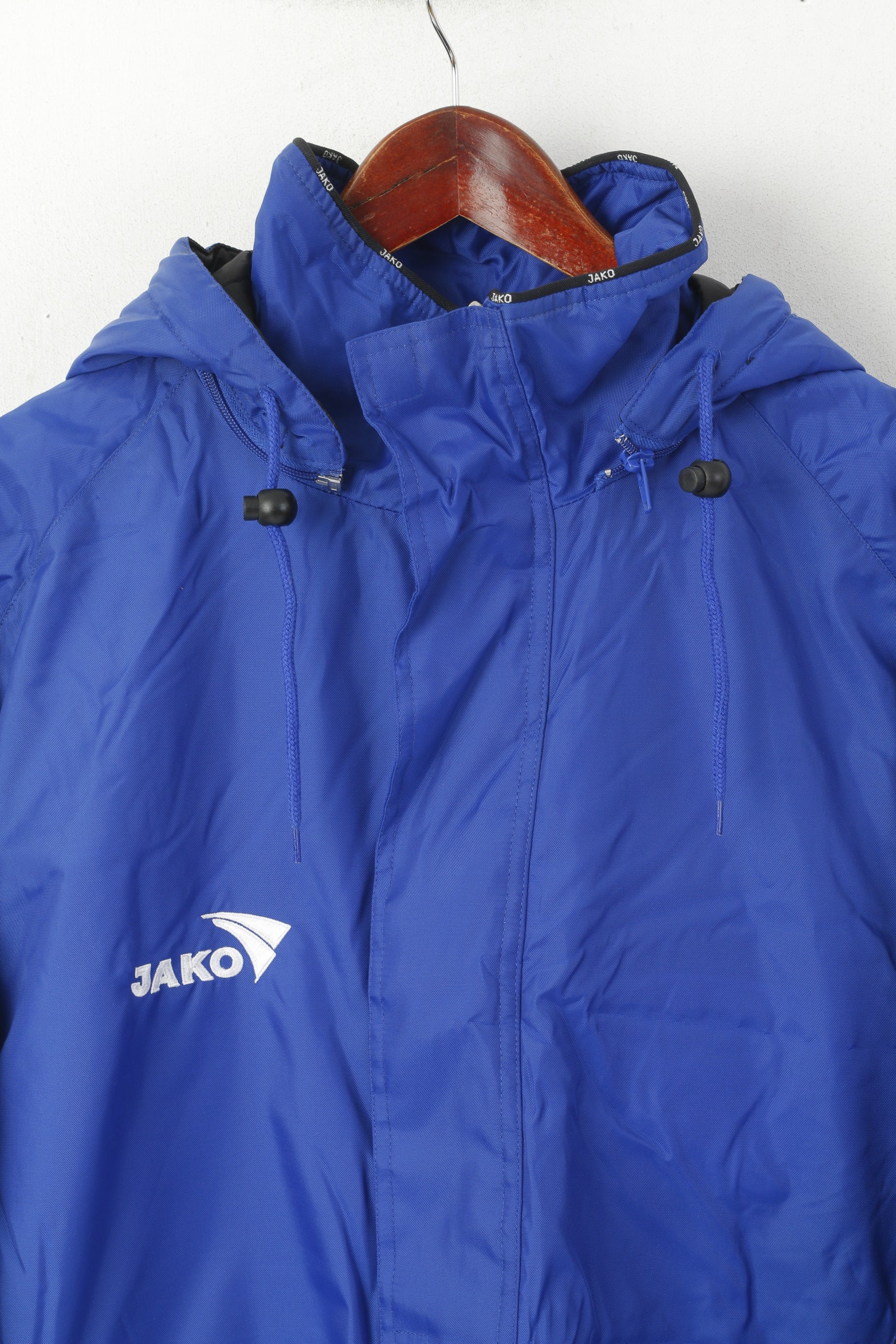 New JAKO Men XL Jacket Blue Sport Padded Sportswear Hooded Team Sport Top - Image 2