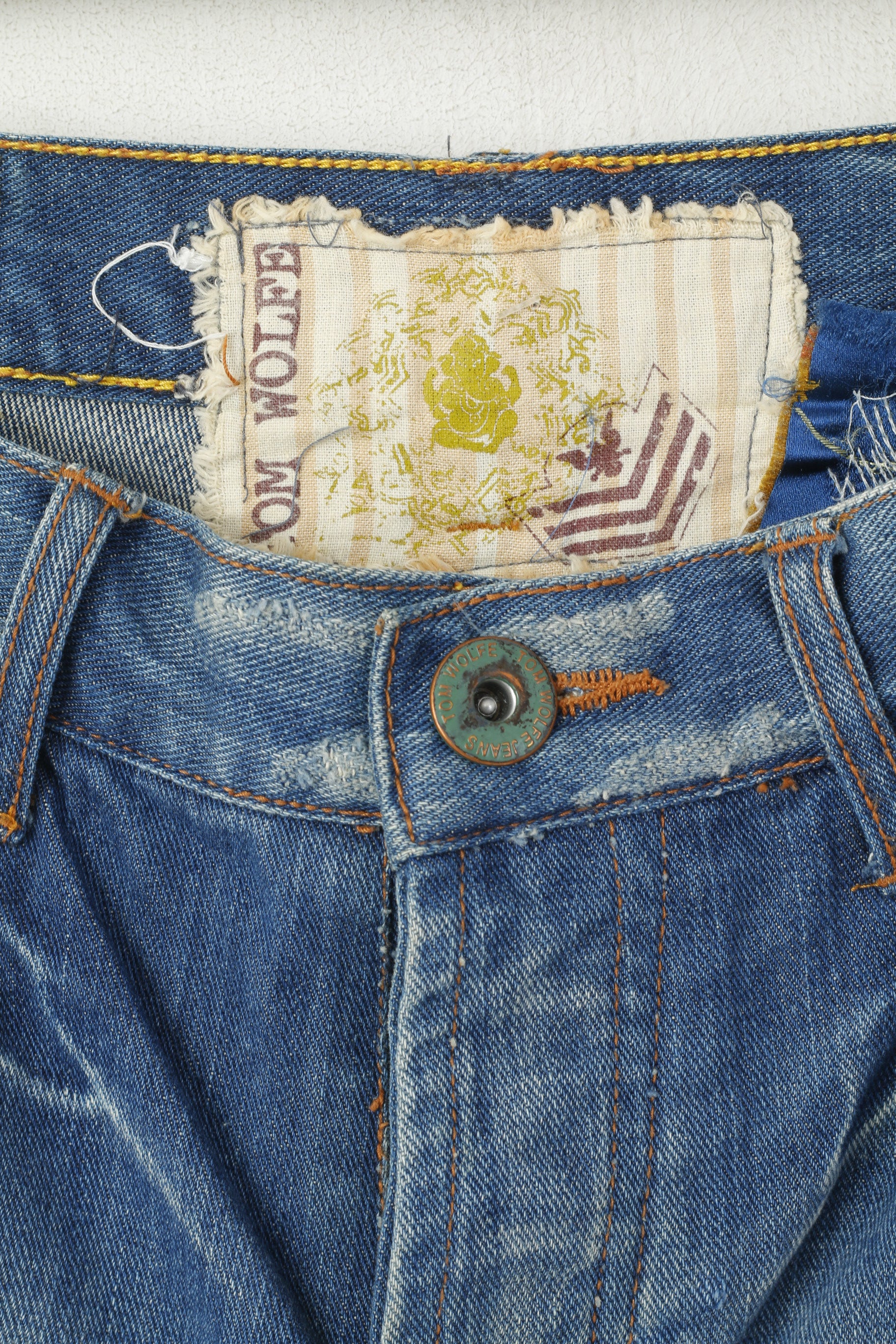 Tom Wolfe Jeans Men 30 Trousers Blue Denim Jeans Ripped Cotton Straight Pants - Image 3