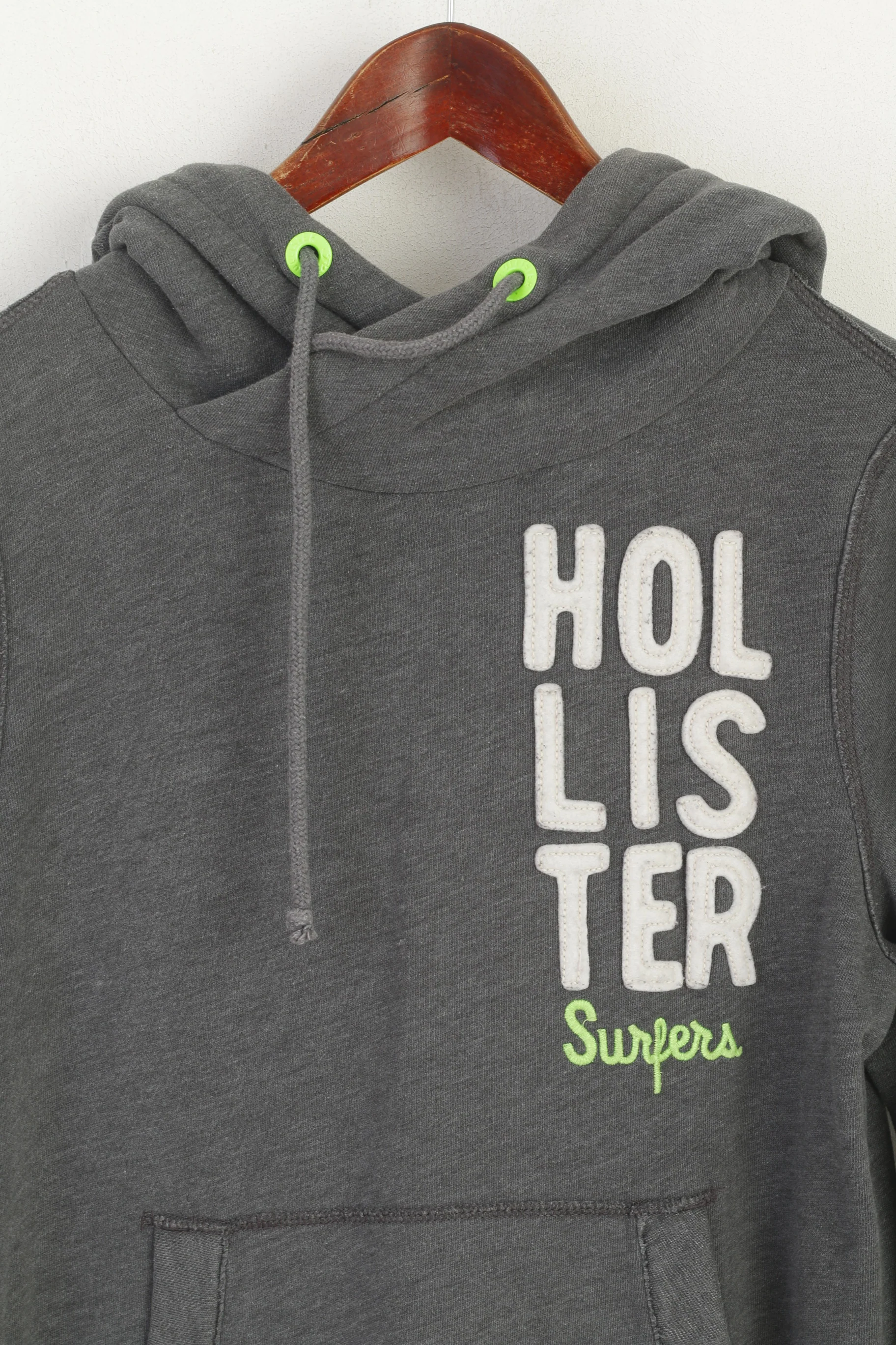 Hollister Women S Sweatshirt Grey Cotton Hooded Surf Sport Kangaroo Pocket Top - Image 2