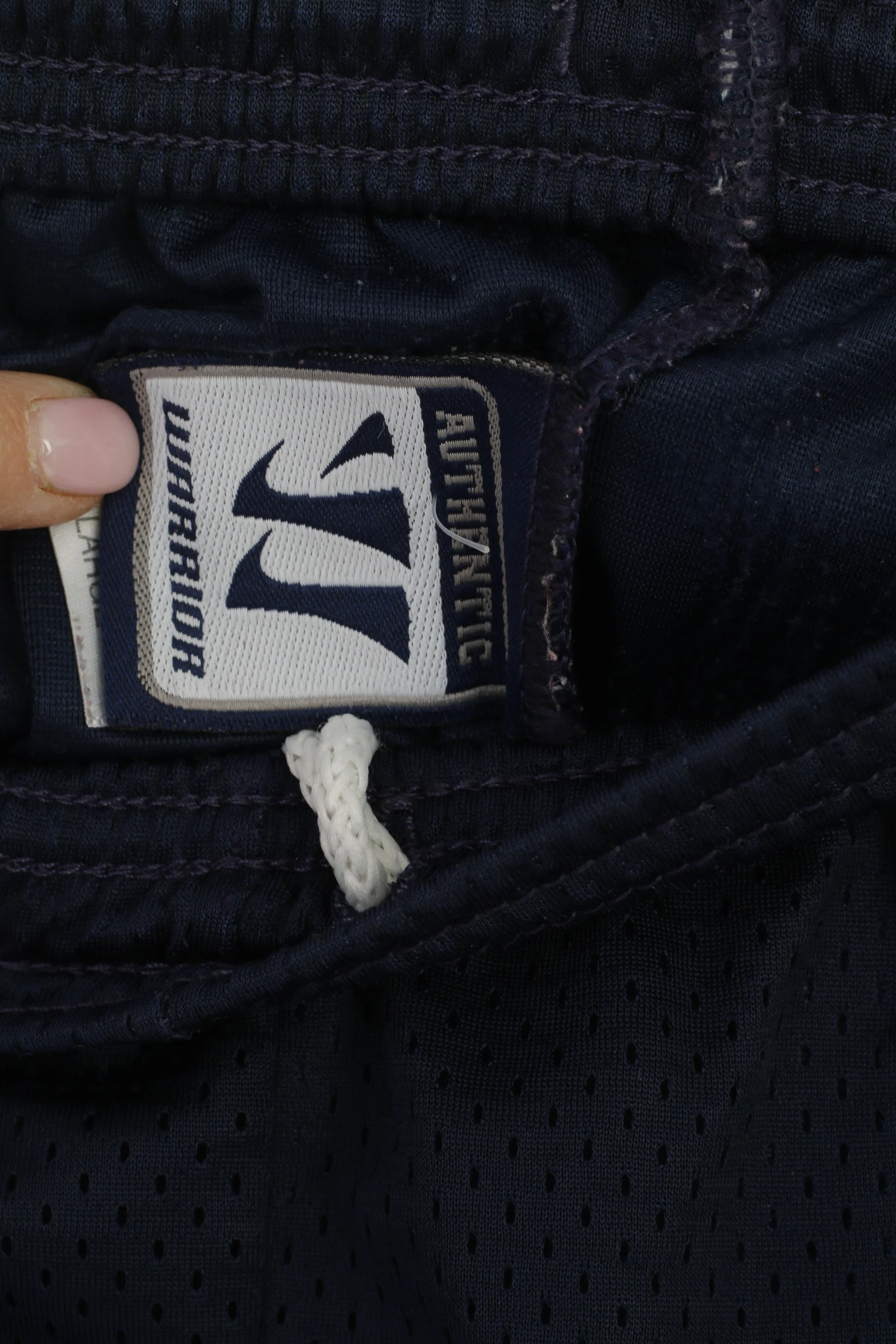 Warrrior Men L Shorts Navy Sportswear Vintage Shiny Mesh Activewear - Image 3