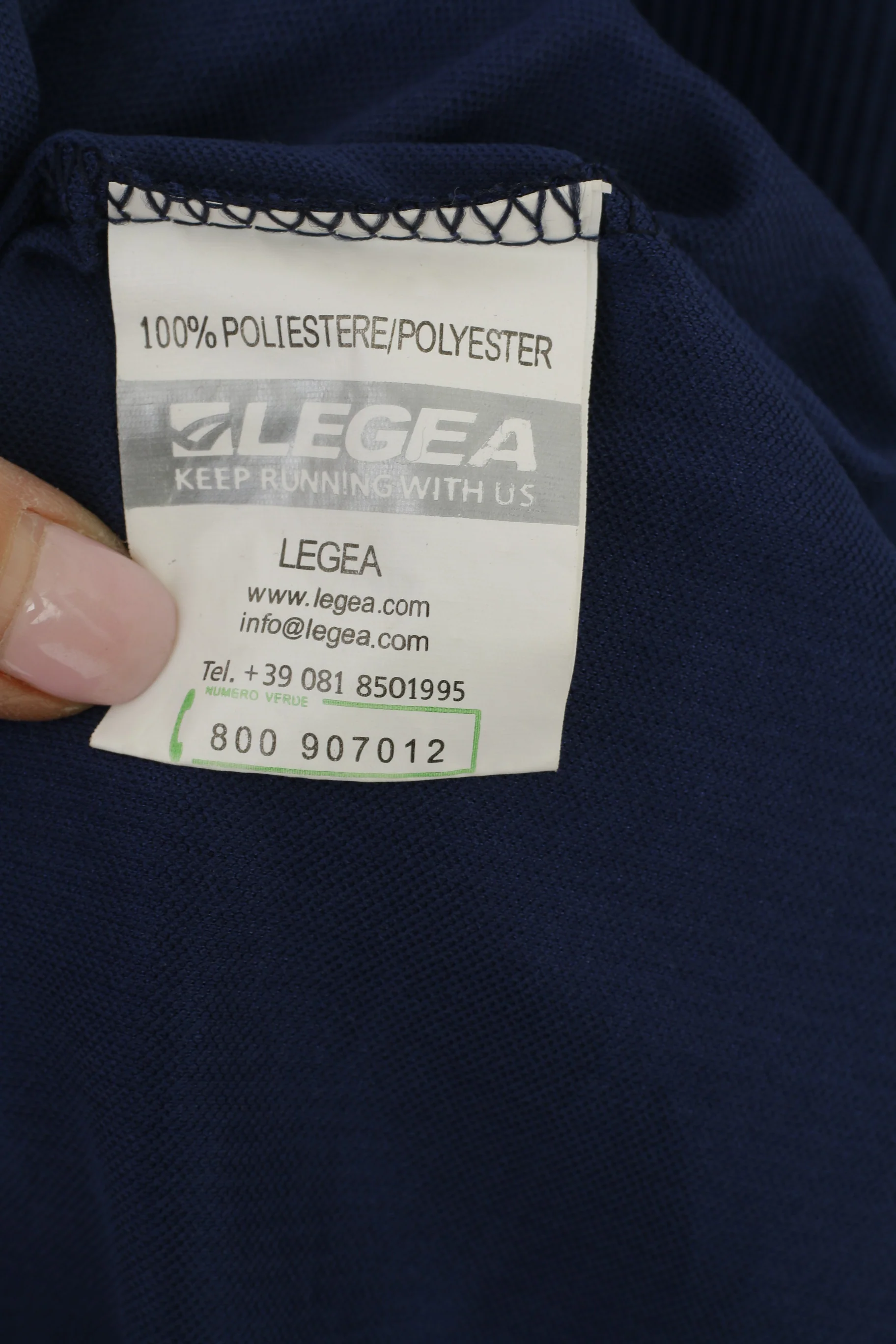 Legea Men XL Polo Shirt Navy Vintage Technical Sportswear Long Sleeve Keep Running Top - Image 5