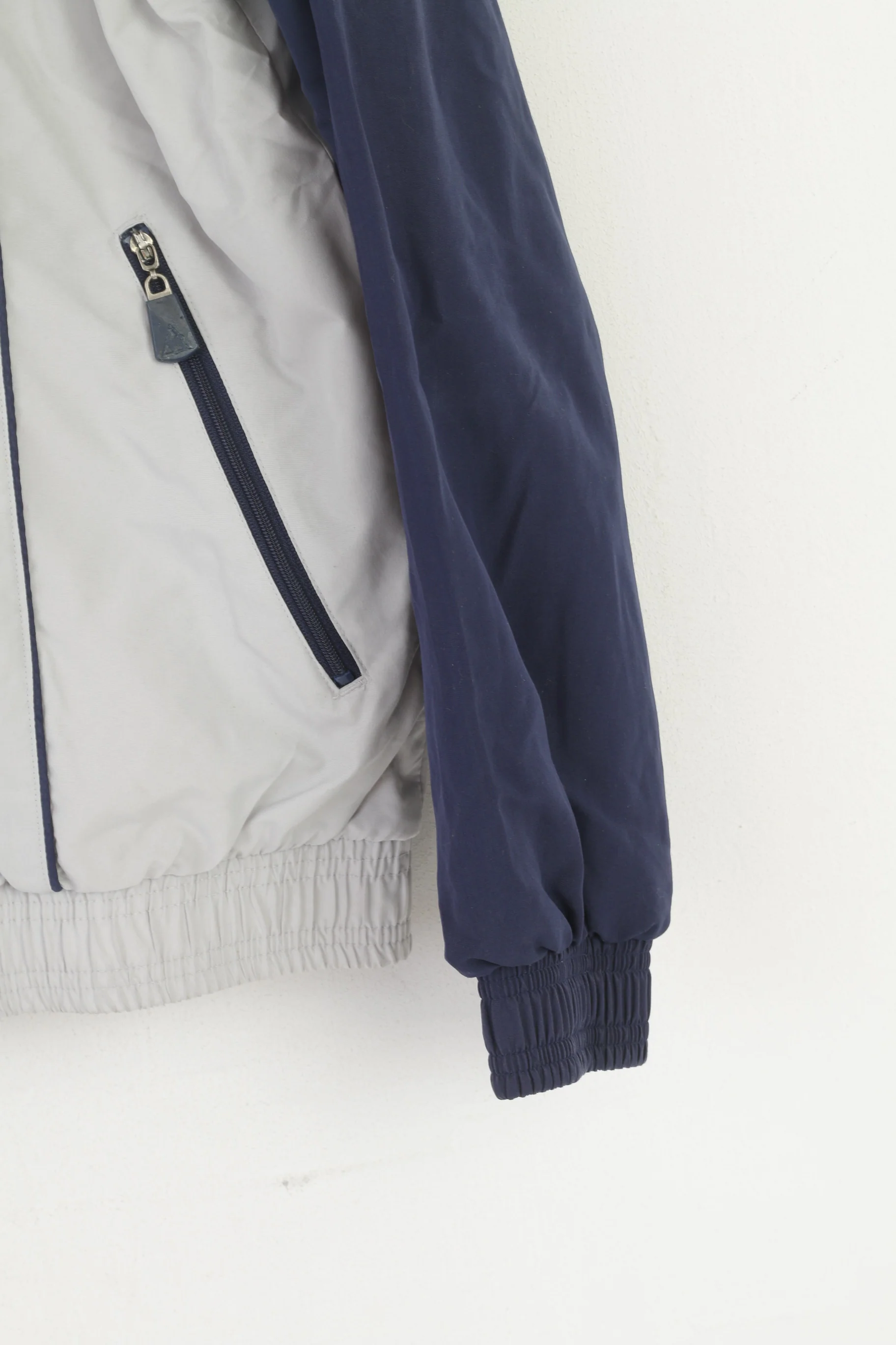 Le Coq Sportif Men L Jacket Grey Vintage Sportswear Zip Up Lightweight Training Top - Image 3