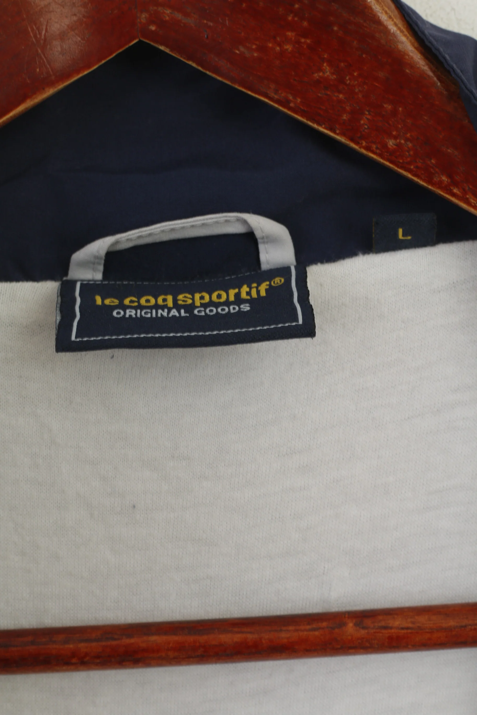 Le Coq Sportif Men L Jacket Grey Vintage Sportswear Zip Up Lightweight Training Top - Image 4