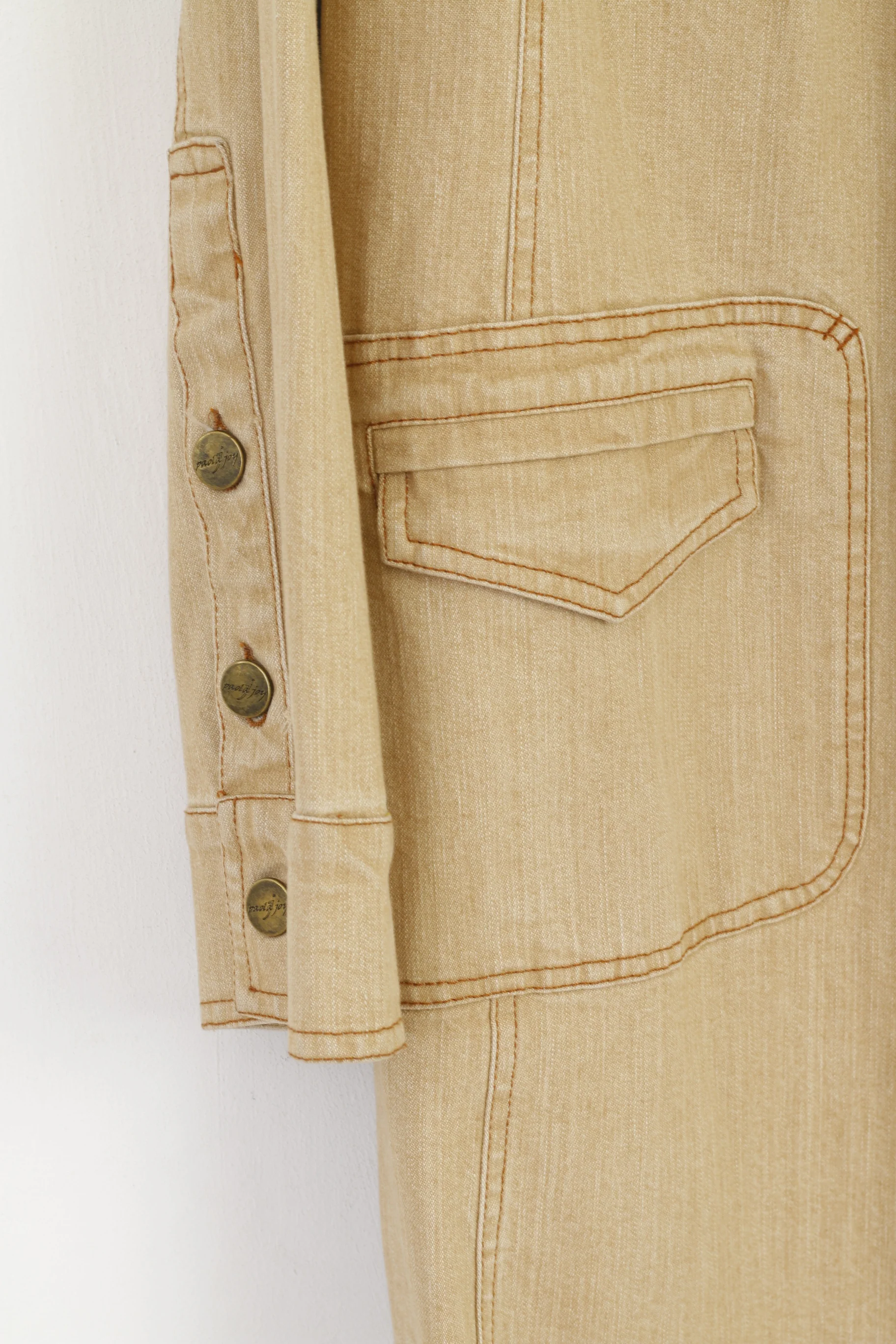 Pretty Mode Paola Joy Women 23 XL Coat Beige Cotton Denim Detailed Buttons - Image 3