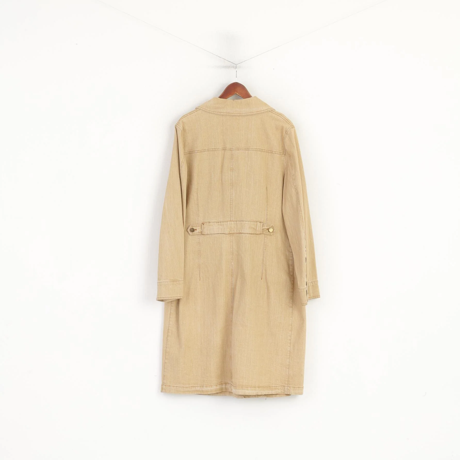 Pretty Mode Paola Joy Women 23 XL Coat Beige Cotton Denim Detailed Buttons - Image 6