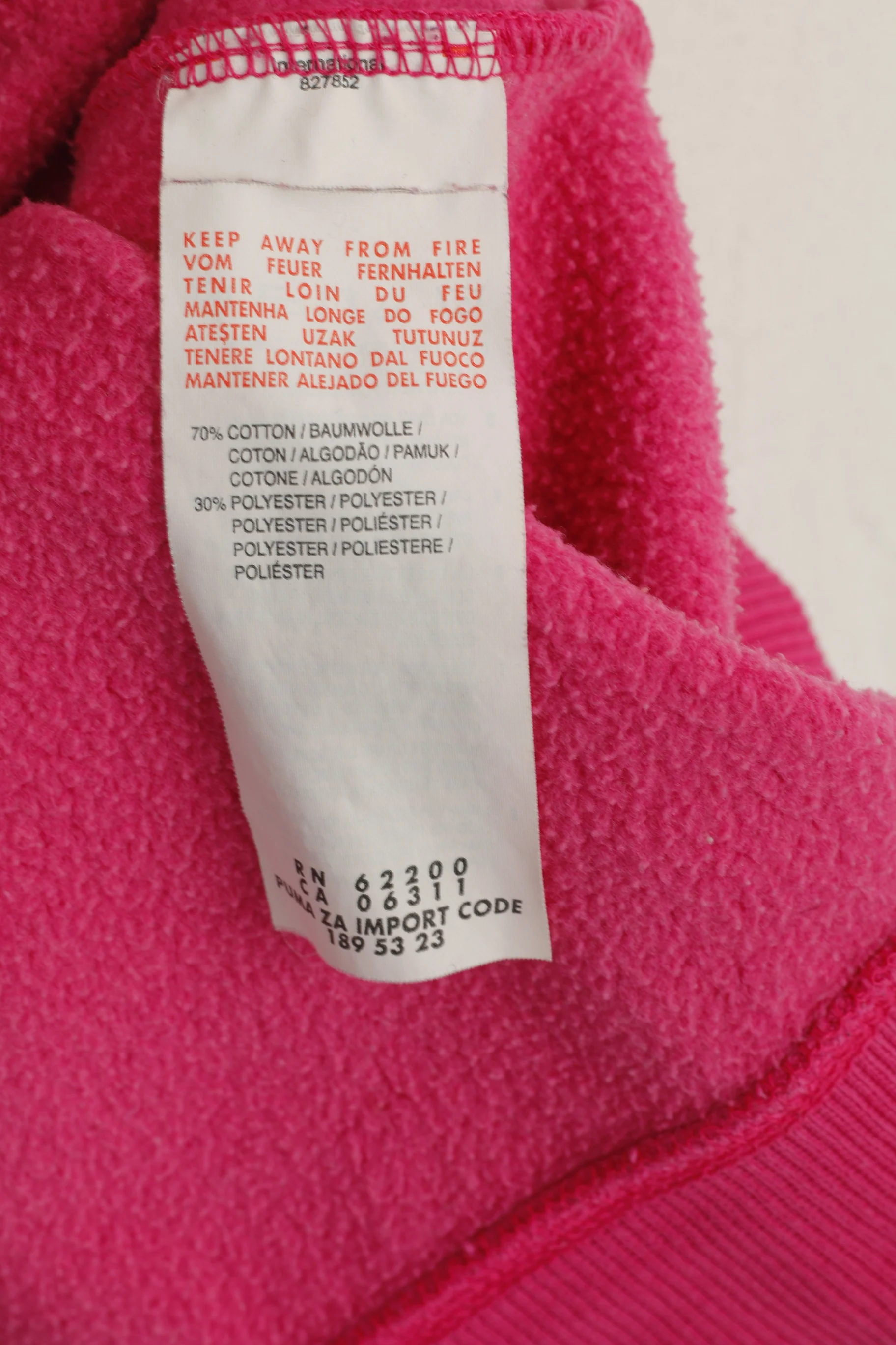 Puma Women 16 M Sweatshirt Pink Cotton Zip Up Sportswear Hooded Sport Top - Image 5