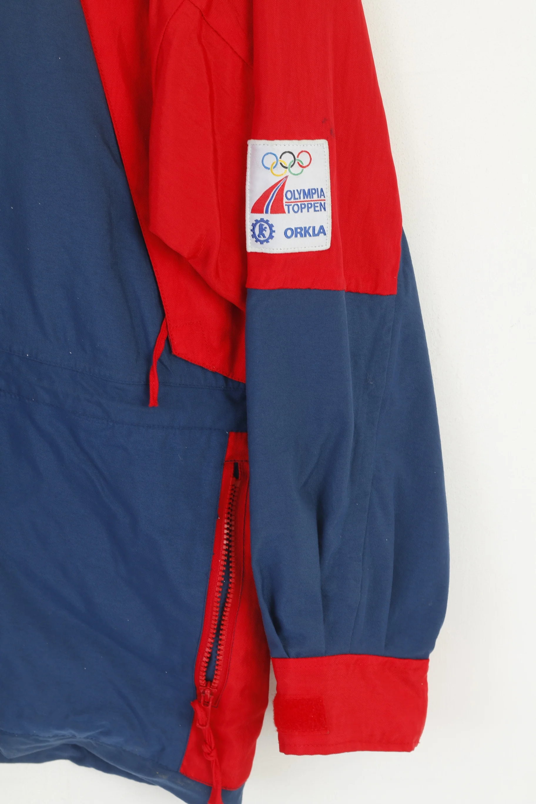 Olympia Toppen Men M Jacket Navy Vintage Olympic Lined Nylon Outdoor Full Zip Parka - Image 3