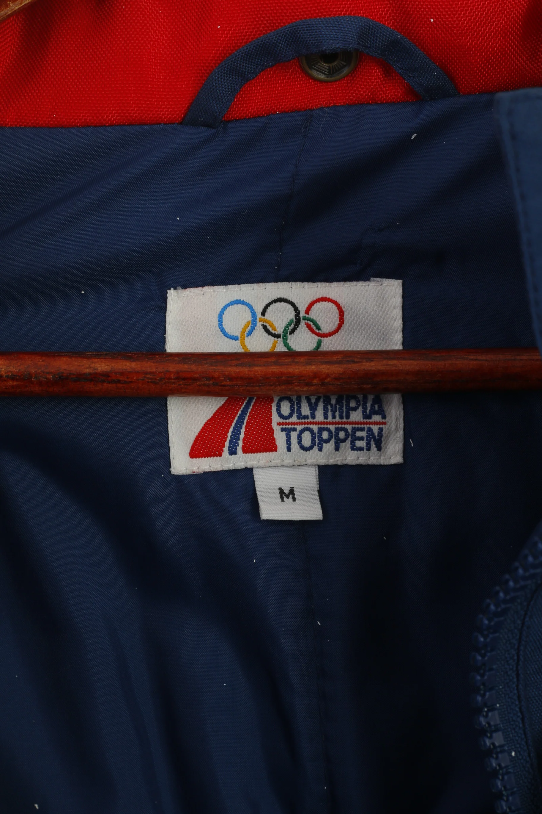 Olympia Toppen Men M Jacket Navy Vintage Olympic Lined Nylon Outdoor Full Zip Parka - Image 5