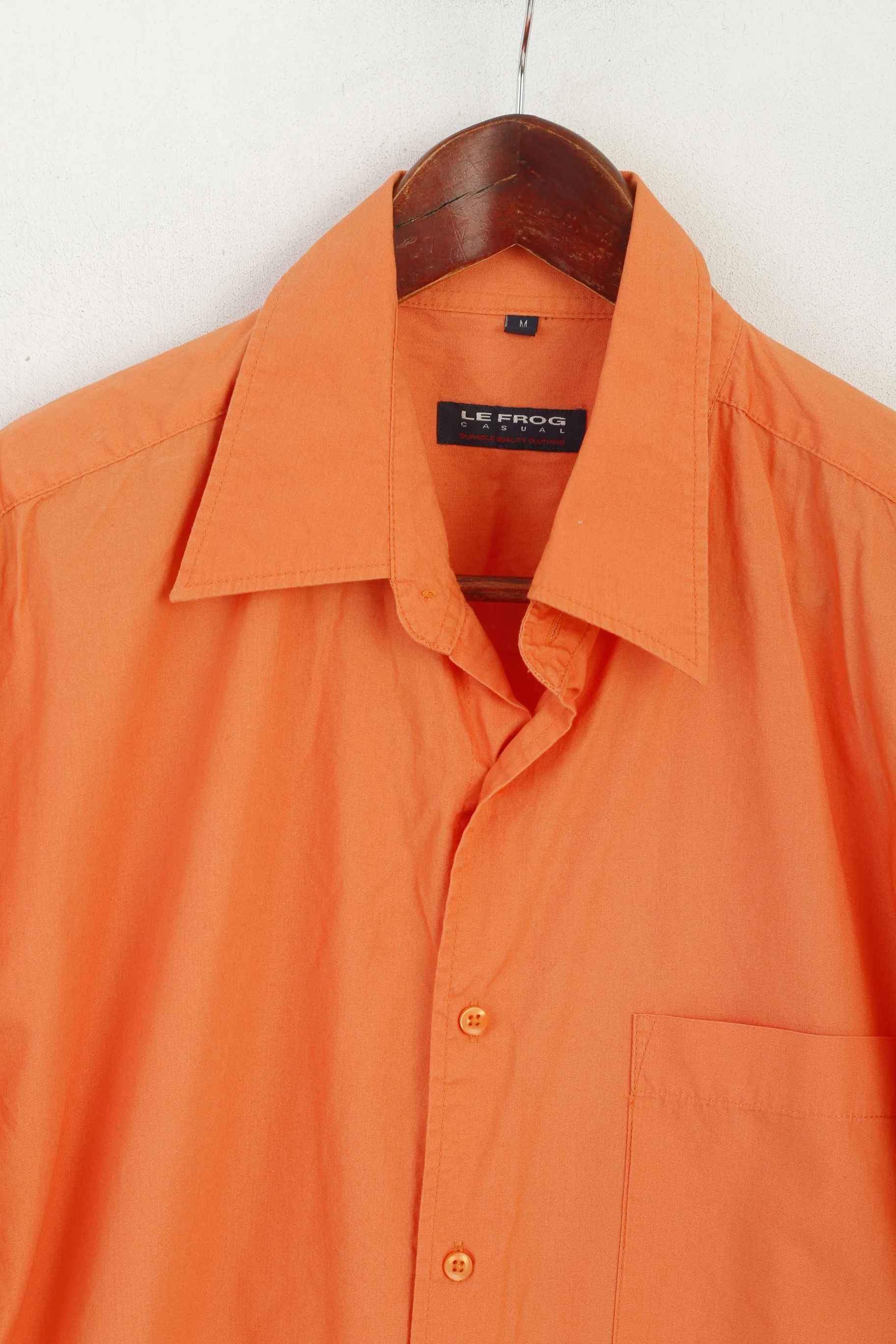 Le Frog Men M Casual Shirt Orange Cotton Durable Quality Short Sleeve Top - Image 2