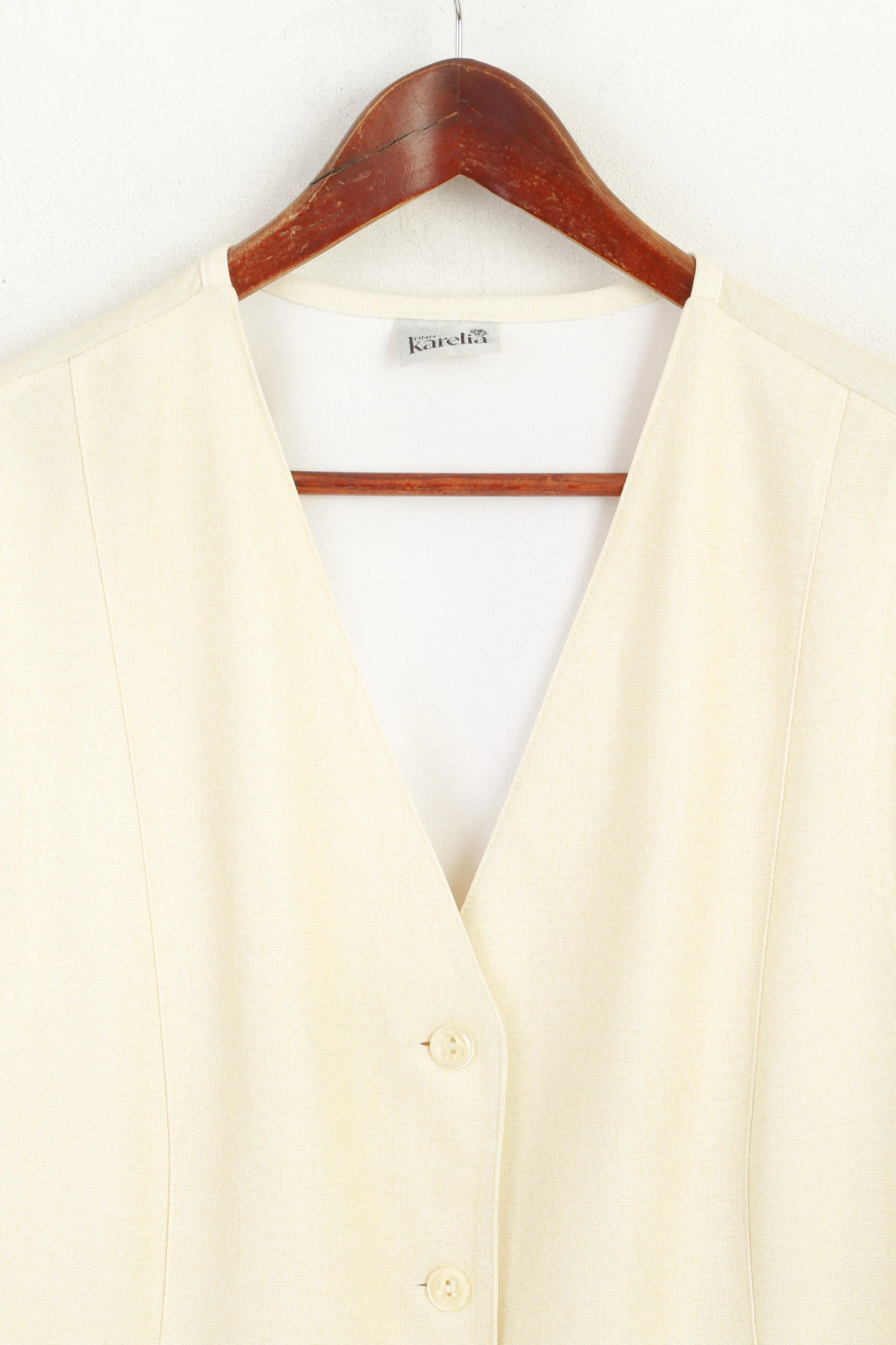 Finn Karelia Women 22 46 XL Waistcoat Yellow Long Vintage Sleeveless Top - Image 2