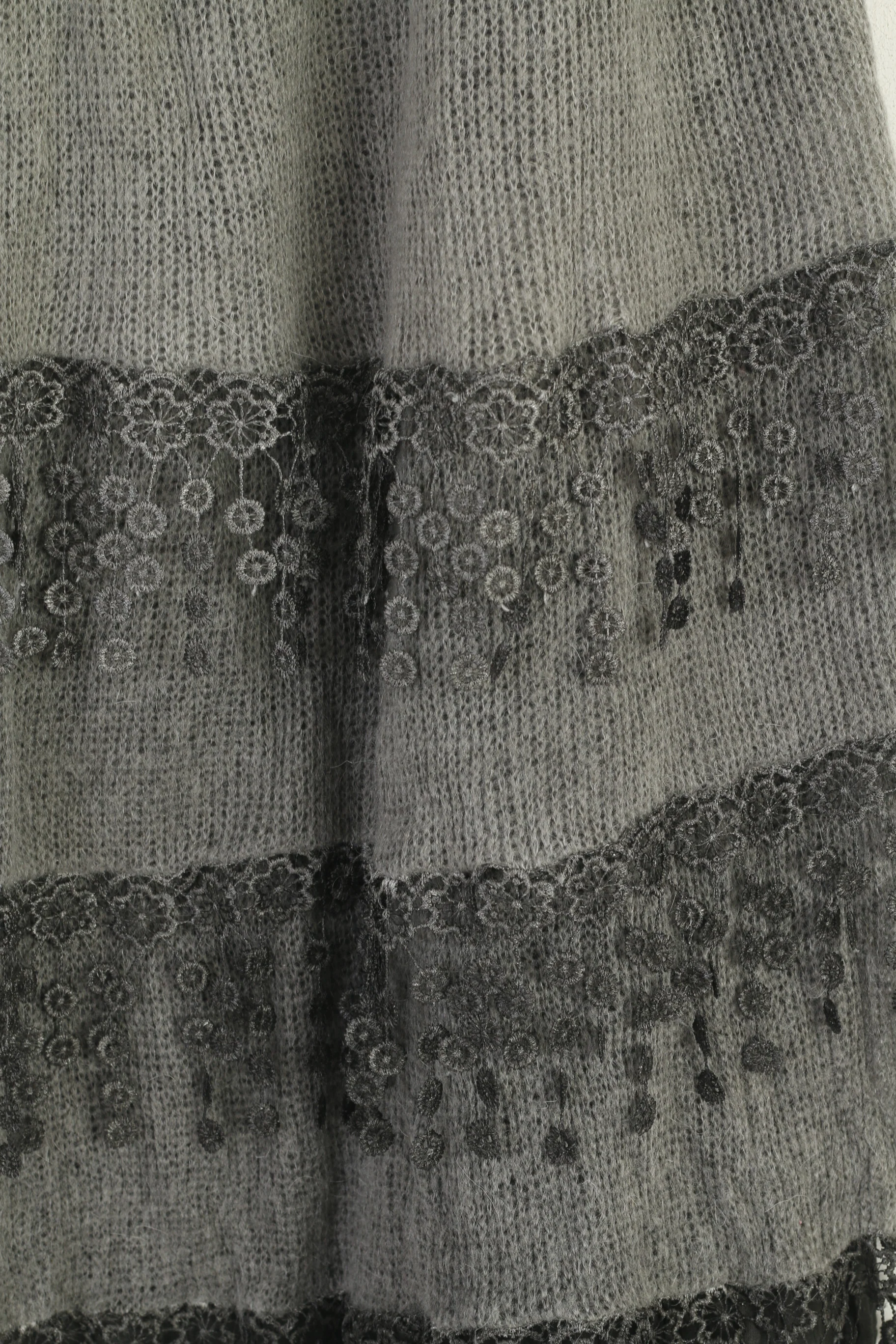 Unisono Women L Skirt Grey Faded Midi Elastic Waistband Made in Italy - Image 2