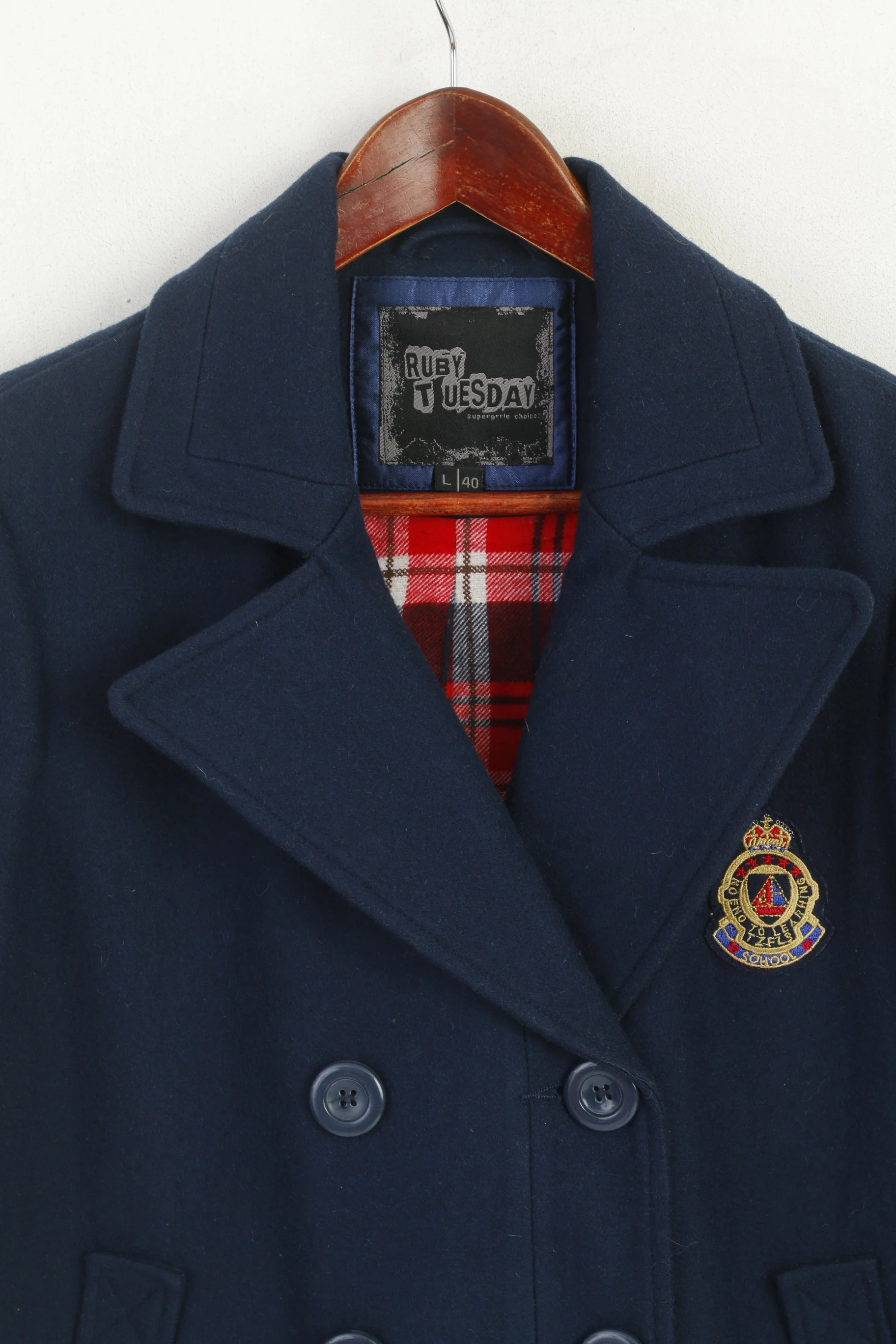 Ruby Tuesday Women 40 L Jacket Navy Wool Double Breasted Sohool School Top - Image 2