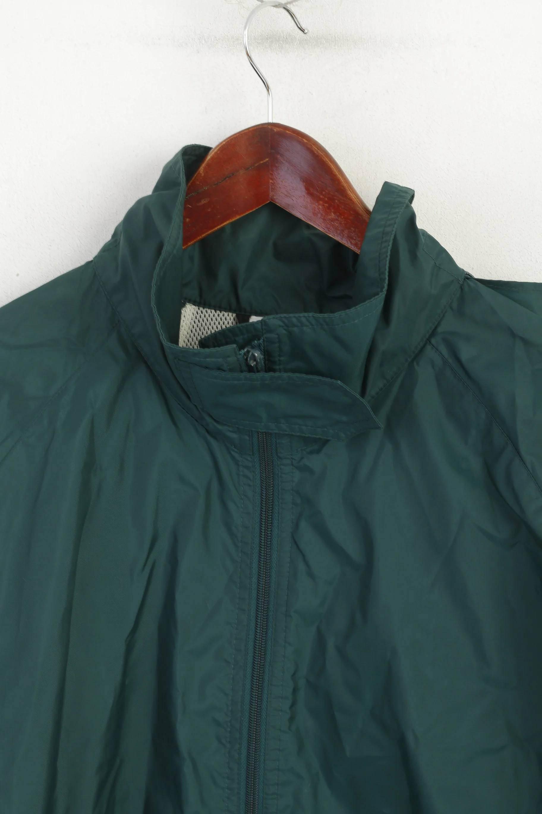 C&A Rodeo Men L Jacket Green Nylon Waterproof Hidden Hood Full Zip Vintage Top - Image 2