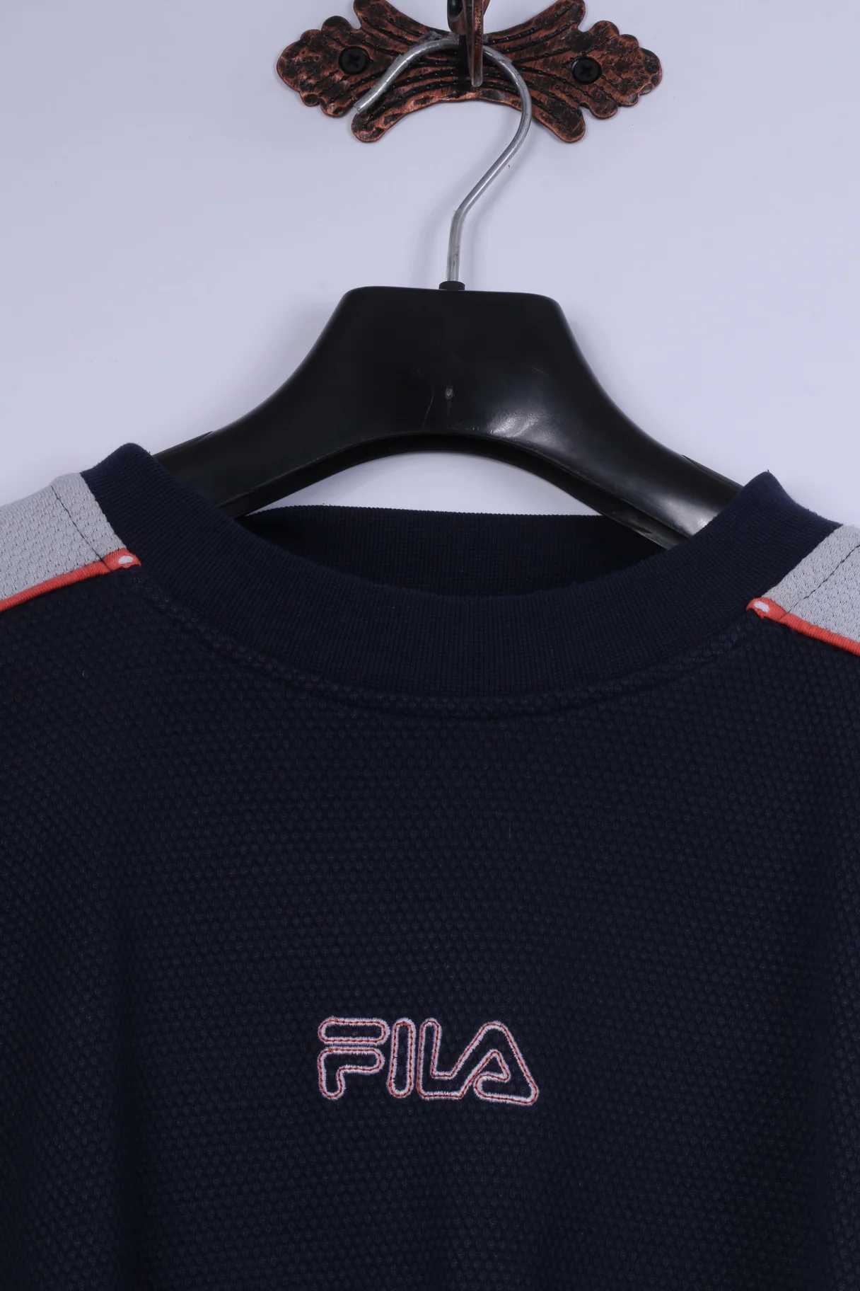 FILA Mens XL Sweatshirt Navy Cotton Blend Crew Neck Logo Classic Training Top - Image 2