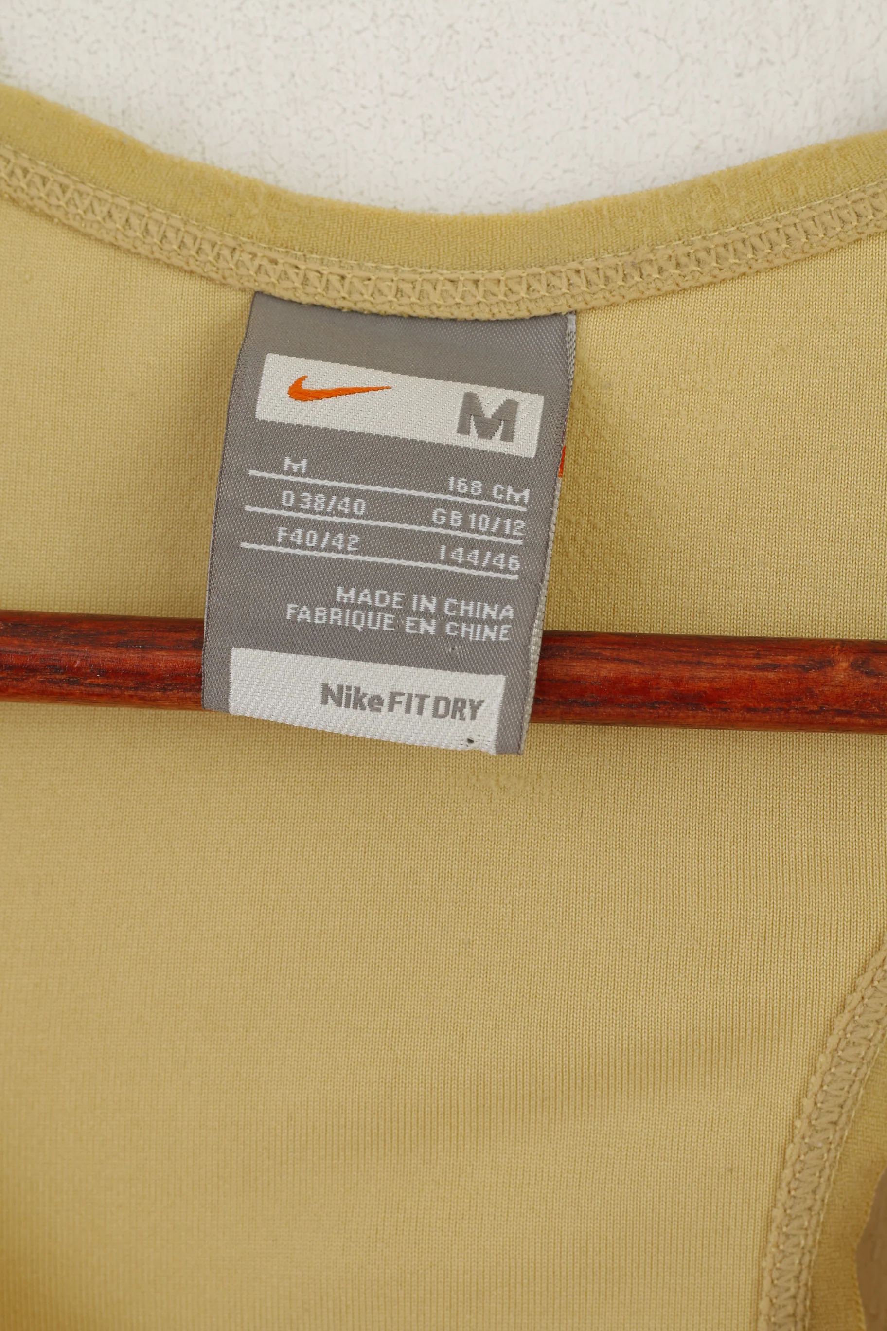 Nike Women M Shirt Tank Top Gold Fitness Sport Stretch Dri Fit Vest - Image 4