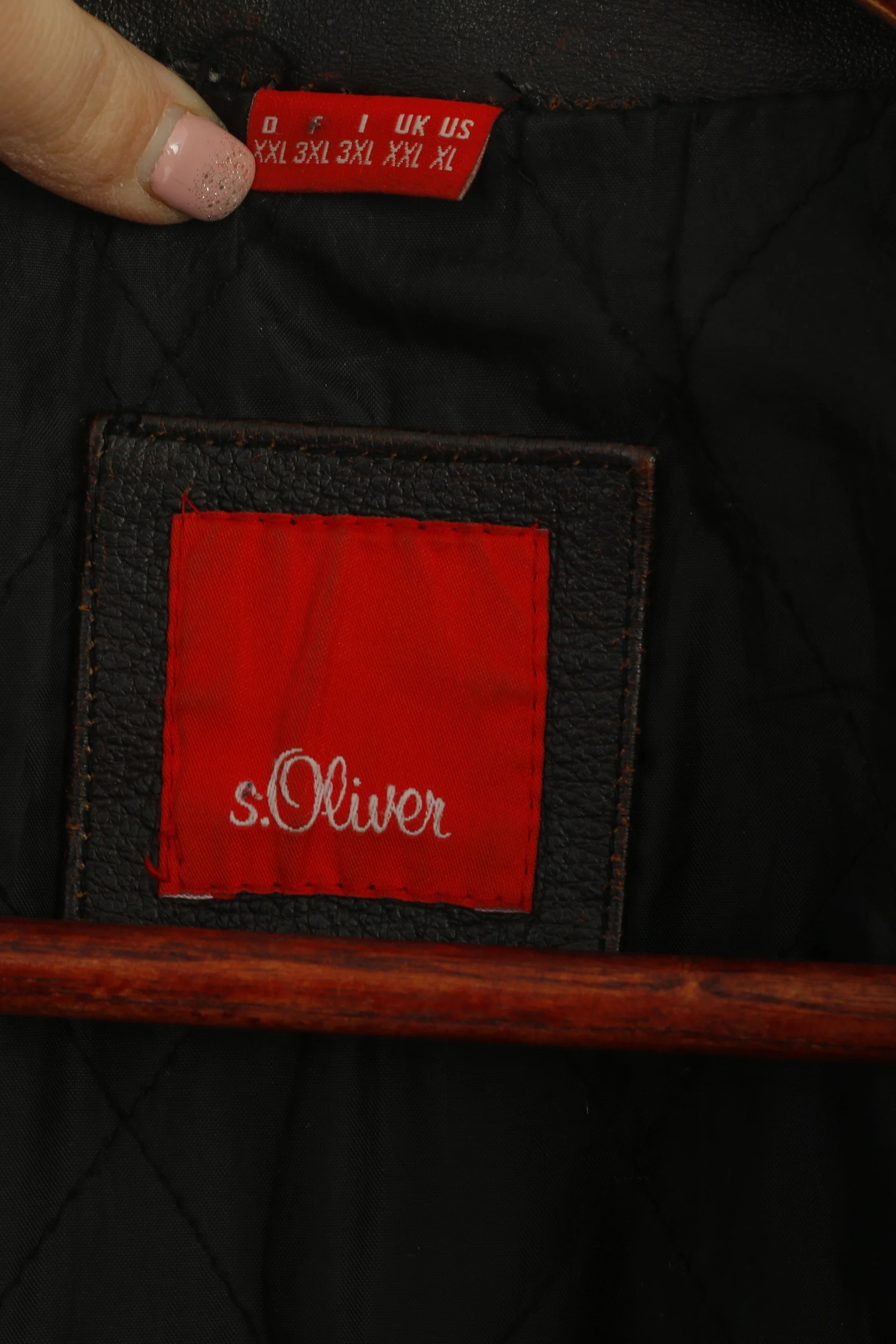 S. Oliver Men XXL Leather Jacket Dark Brown Multi Pockets Full Zipper Classic Top - Image 4