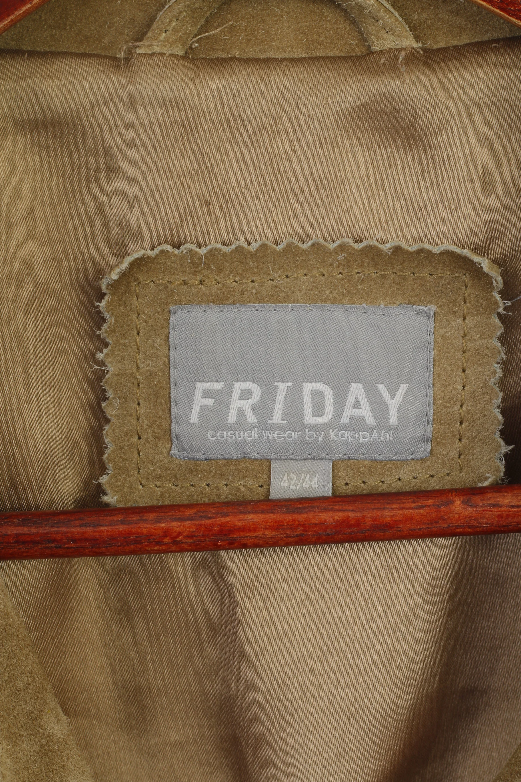 Friday by Kappahl Women 42/44 L Jacket Khaki Leather Shoulder Pads Casual Wear Top - Image 4