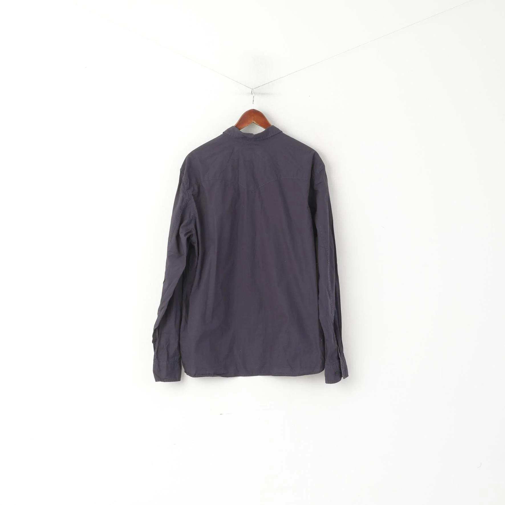 Levi's Men XXL Casual Shirt Navy Cotton Standard Fit Long Sleeve Plain Top - Image 6