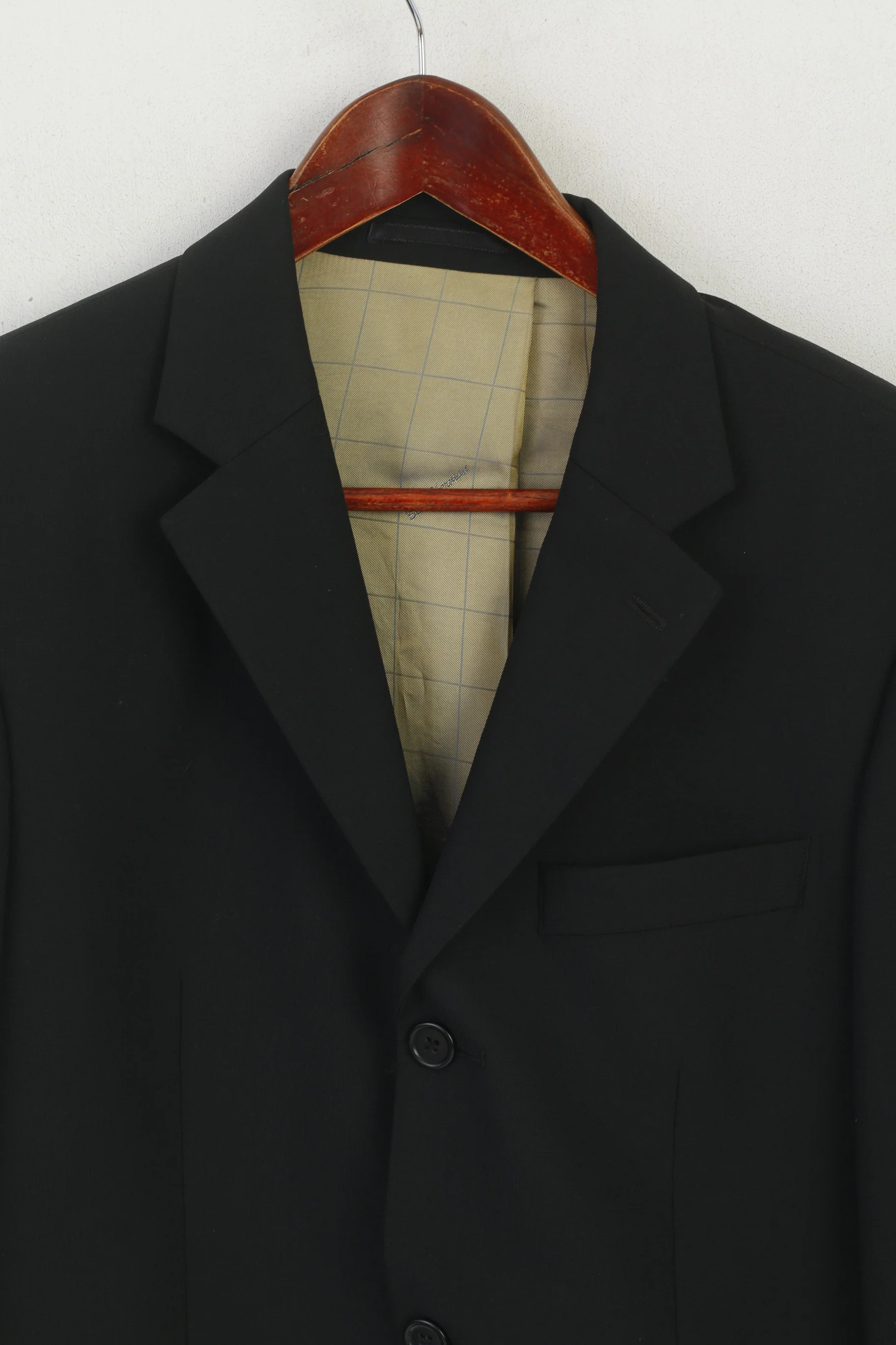 Ben Sherman Mens 36 S Blazer Black Single Breasted Shoulder Pads Classic Jacket - Image 2