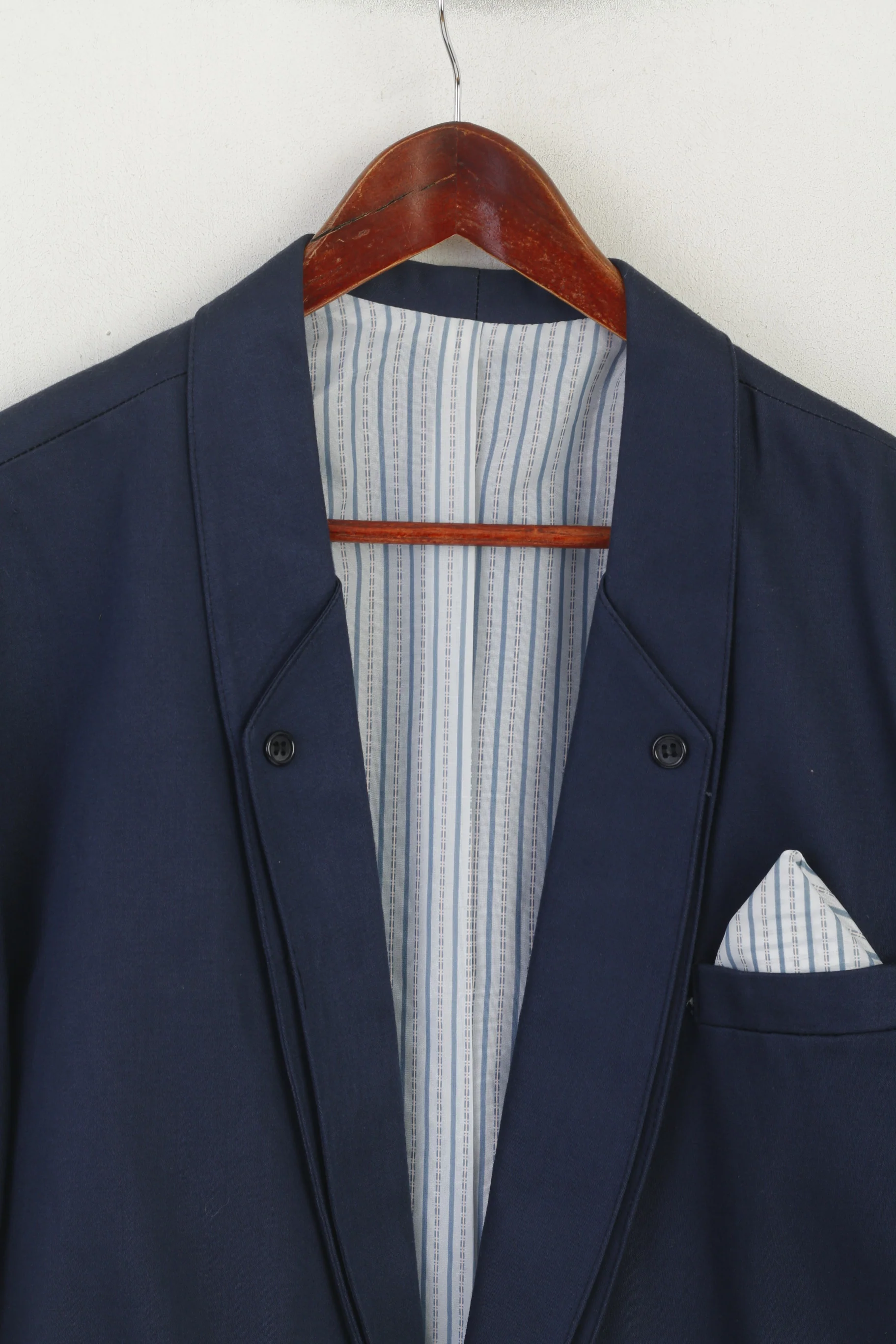 Rudy St-Clair Men M Jacket Navy Wool Elegant Paris Shoulder Pads Blazer - Image 2