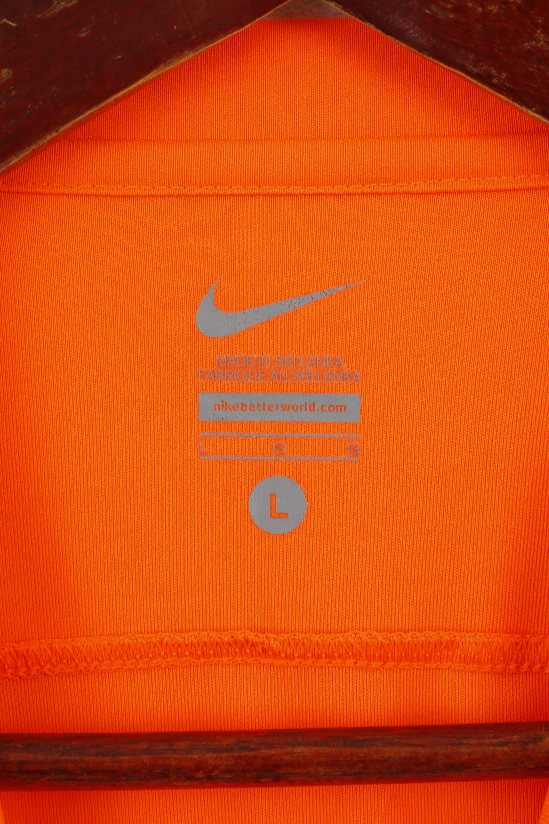 Nike Men L Shirt Neon Orange Football T90 Sportswear Jersey Top - Image 3