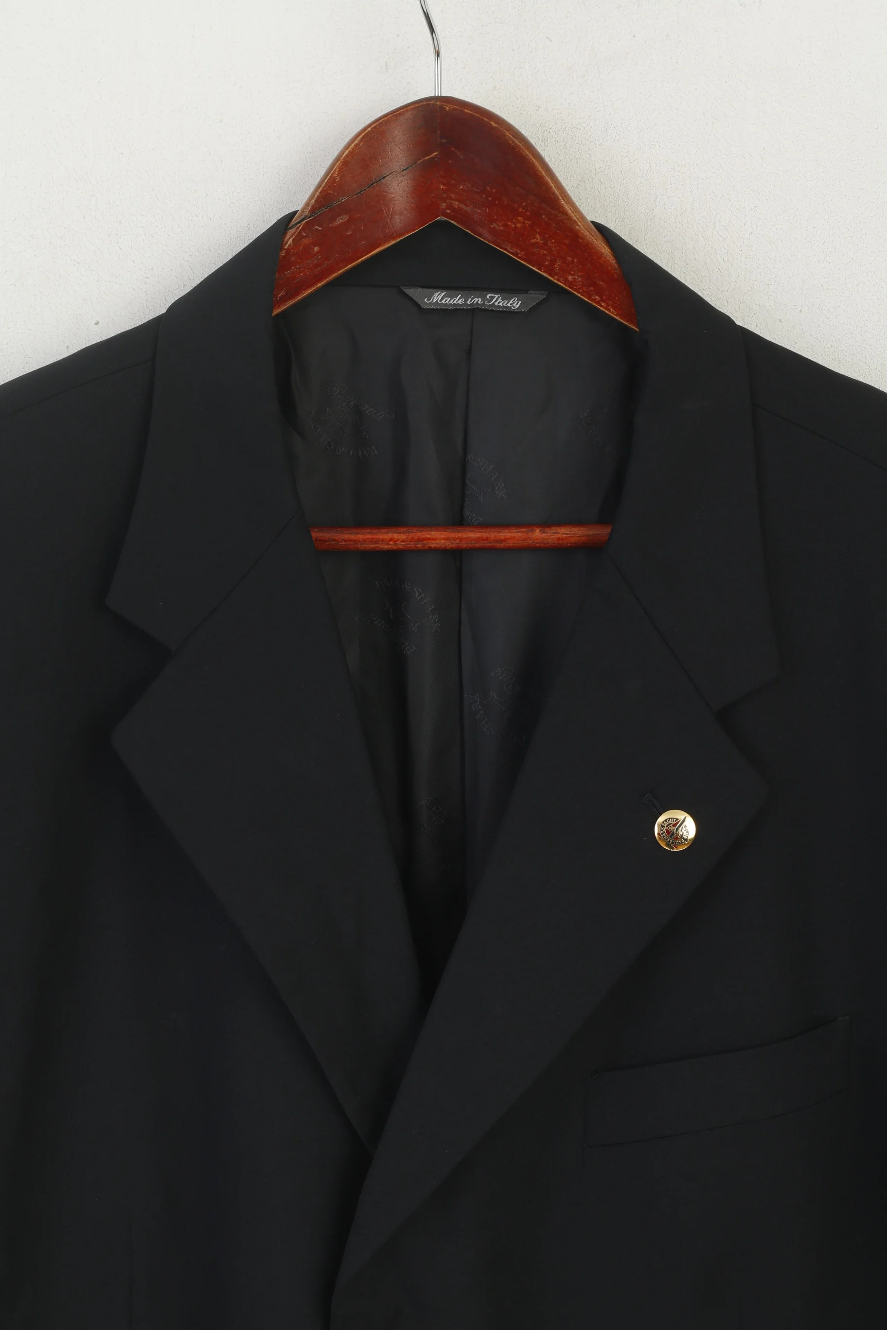Paul & Shark Loro Piana Men 56 46 Blazer Black Wool Made in Italy Single Breasted Jacket - Image 2