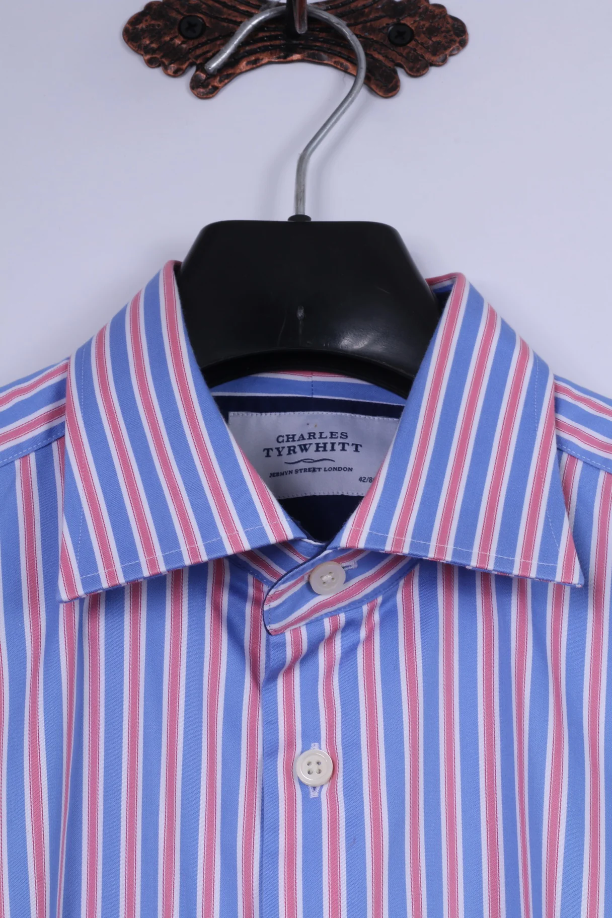 Charles Tyrwhitt Mens 16.5 34 L Casual Shirt Blue Cotton Striped Long Sleeve - Image 2