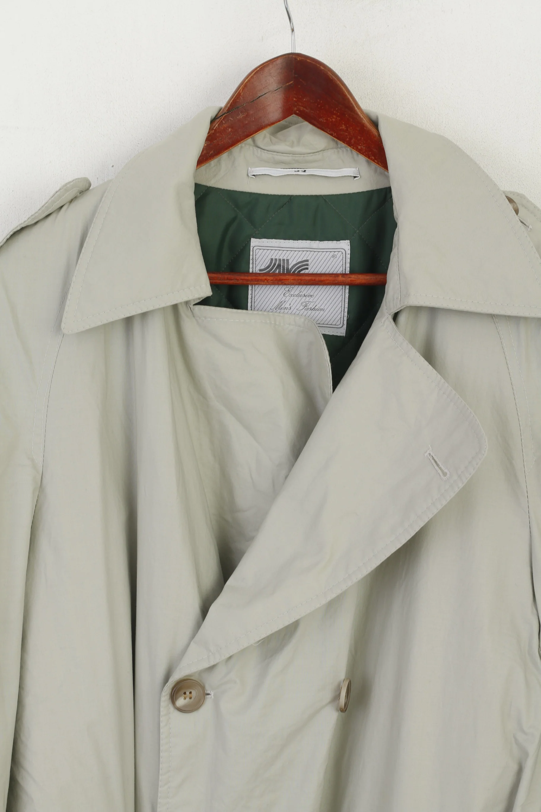Norwind Men 52 L Coat Beige Cotton Erba Travel Lined Vintage 90s Belted Classic Trench - Image 2