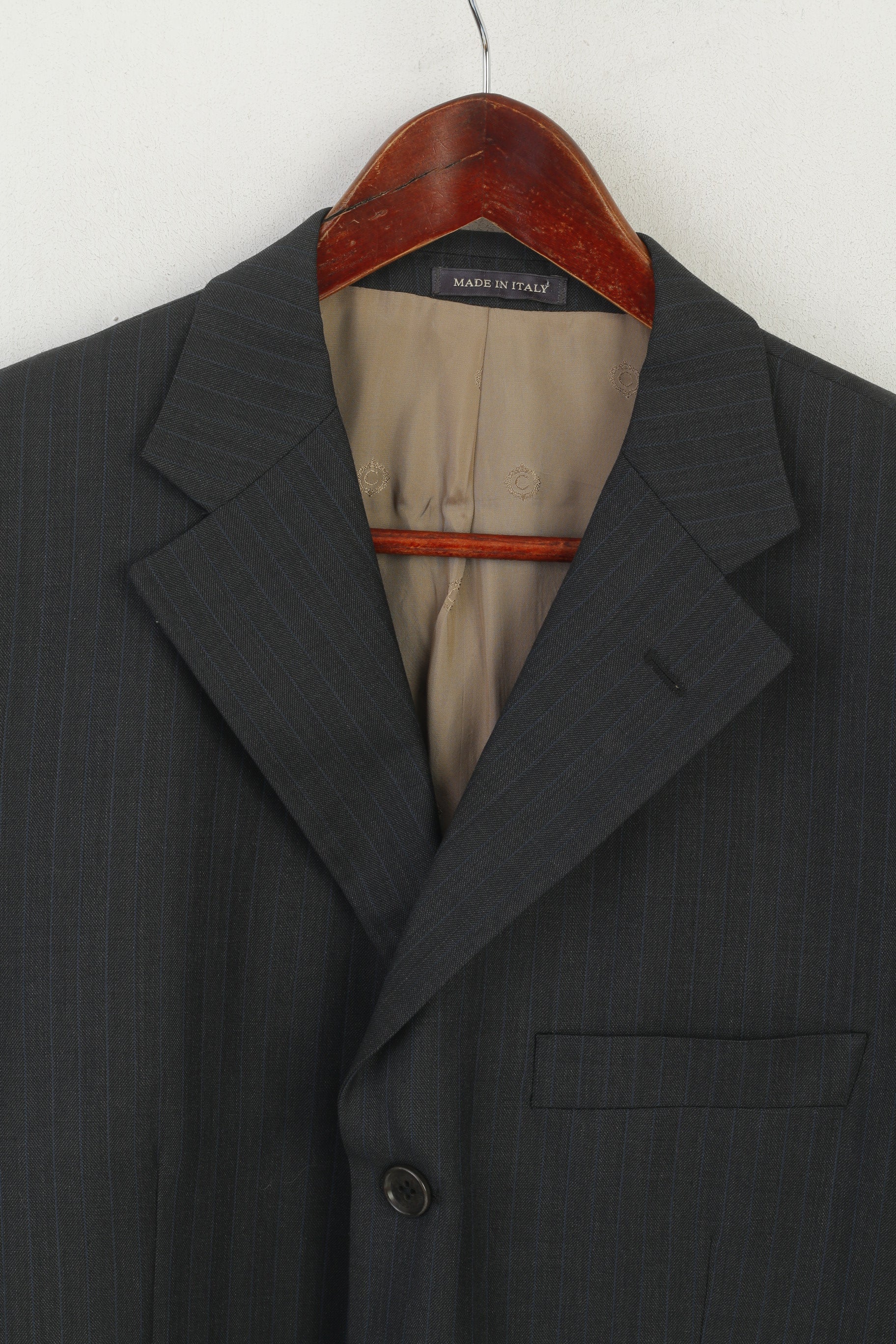 Marks & Spencer Men 42 Blazer Navy Striped Italy Wool Single Breasted Jacket - Image 2