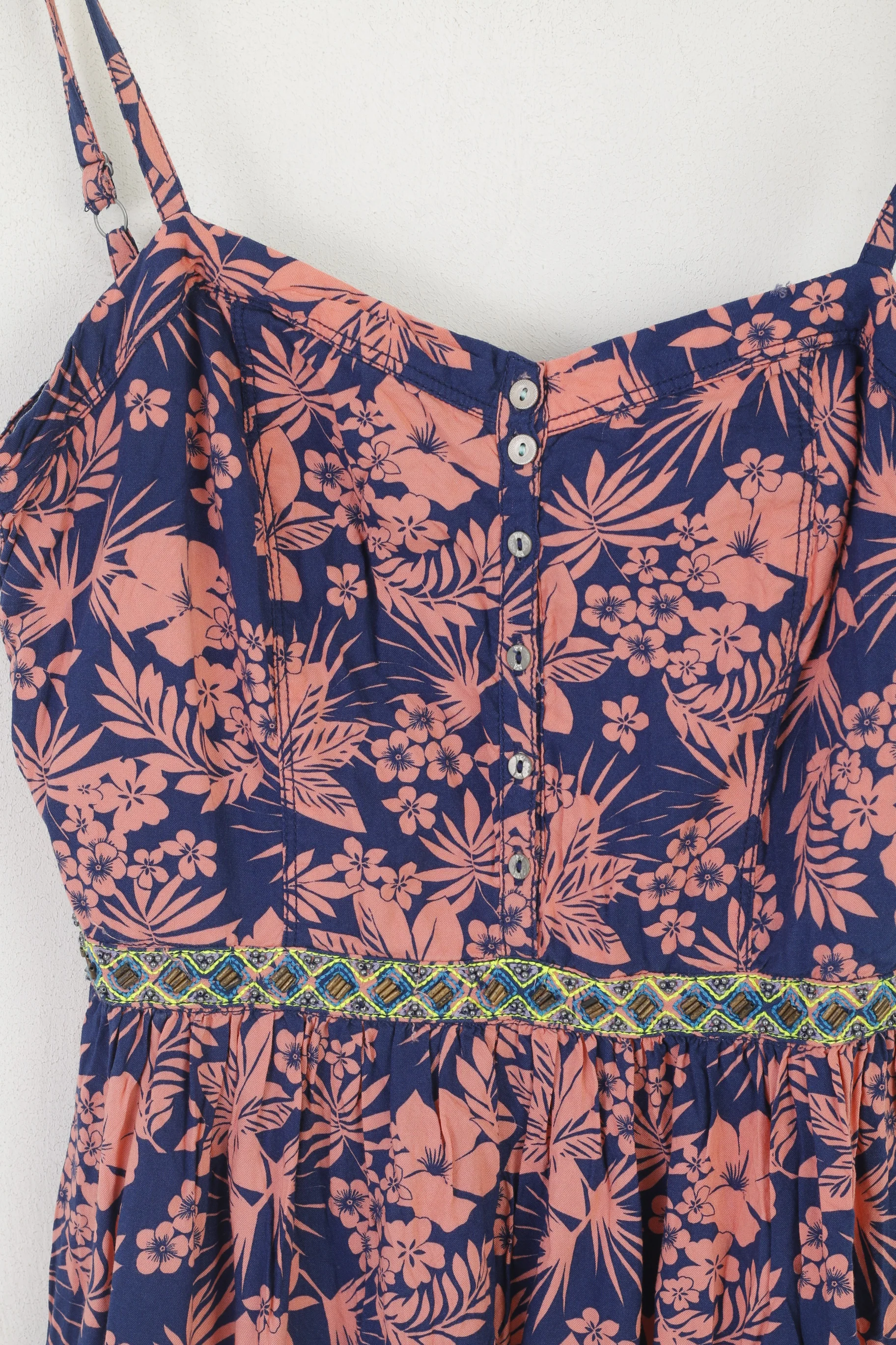 Hilfiger Denim Women L (M) Tunic Shirt Navy Pink Viscose Summer Tank Top - Image 2