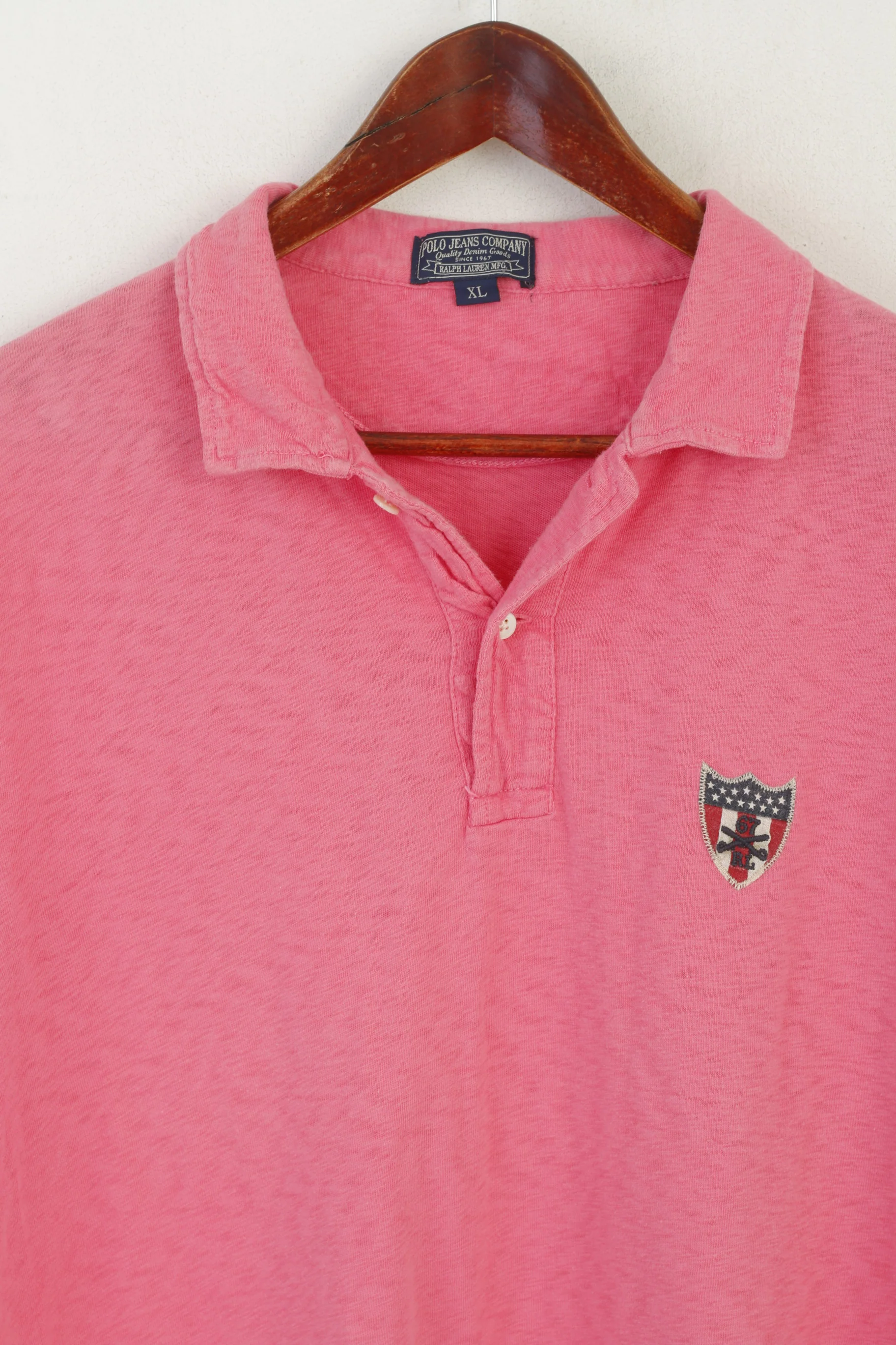 Polo Jeans Company Ralph Lauren Men XL Polo Shirt Pink Cotton Retro Classic Top - Image 2