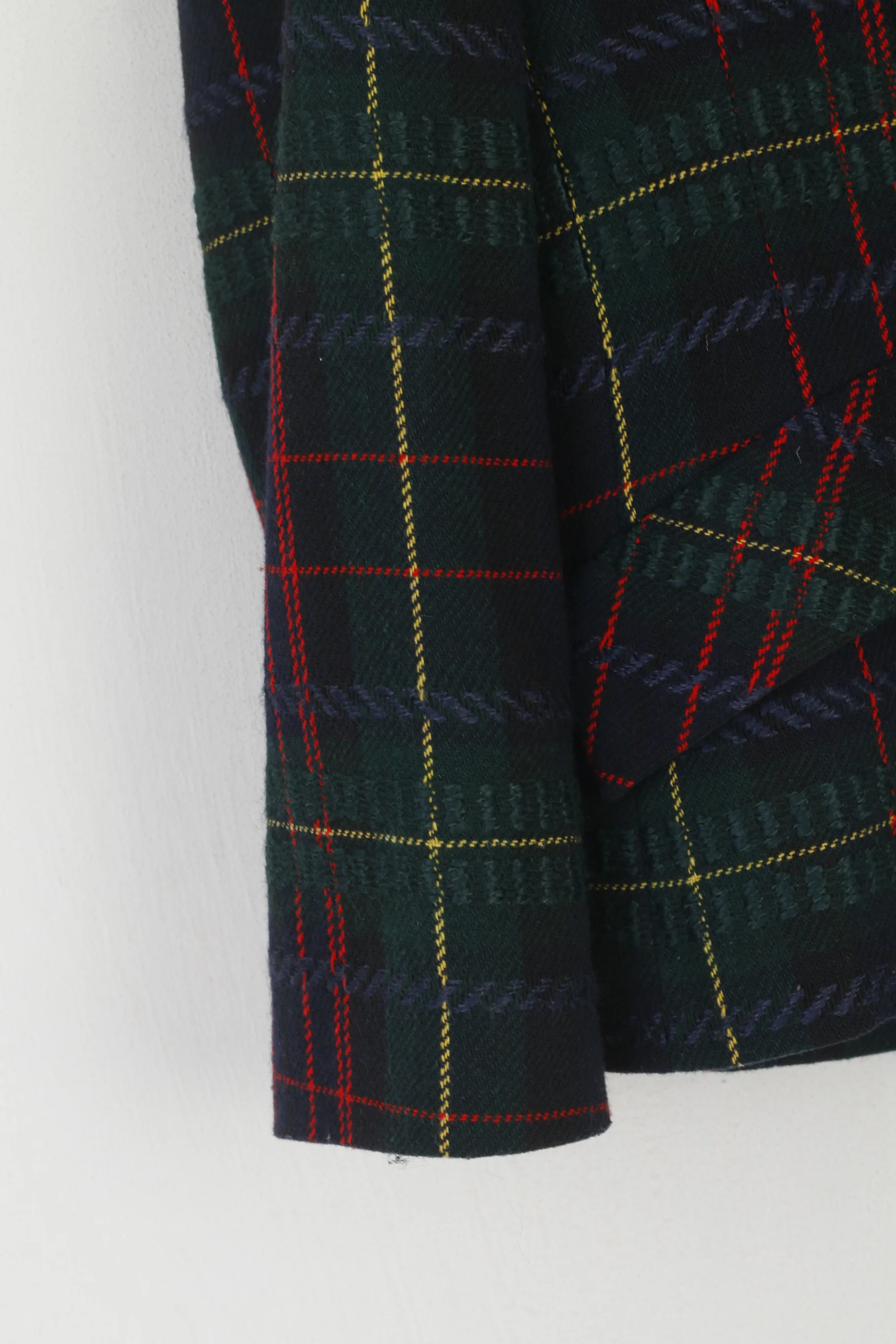 Blumode Women 40 M Blazer Vintage Wool Green Check Gold Buttons Made in Italy Jacket - Image 3