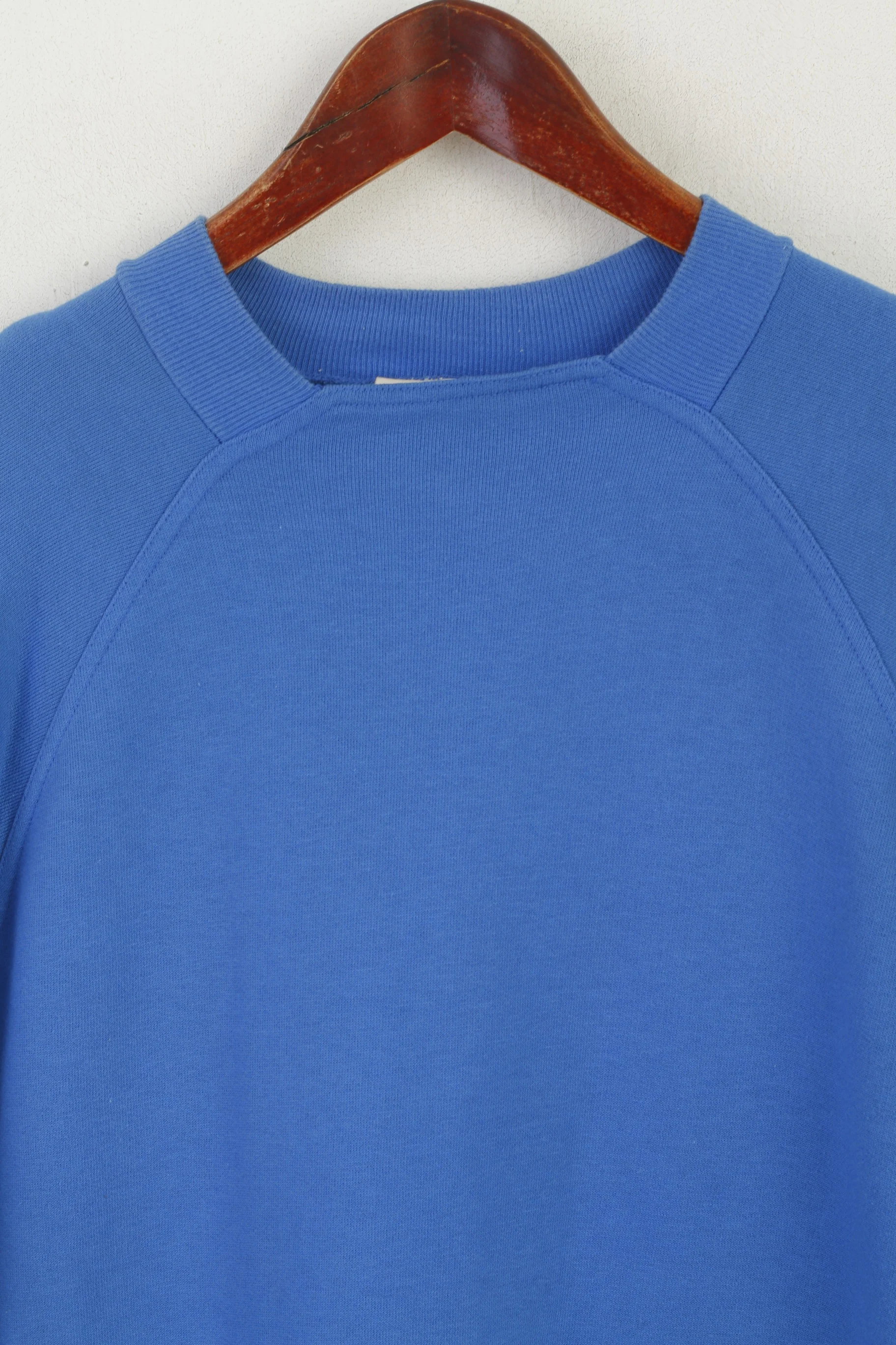 Wrangler Men M Shirt Blue Cotton Vintage Crew Neck American Jeans Retro Top - Image 2