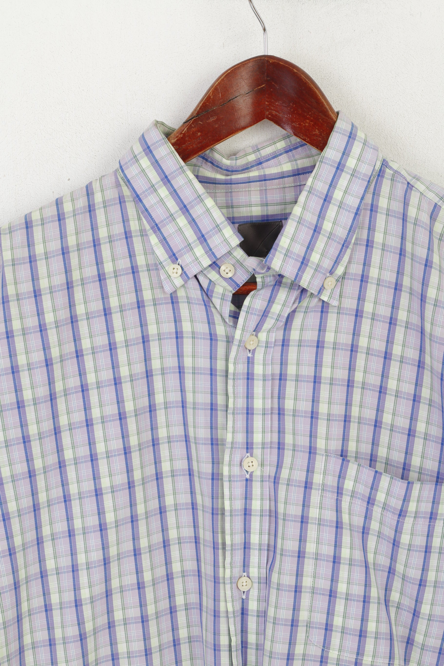 Redgreen Men XL Casual Shirt Purple Check Cotton Pocket Detailed Buttons Top - Image 2