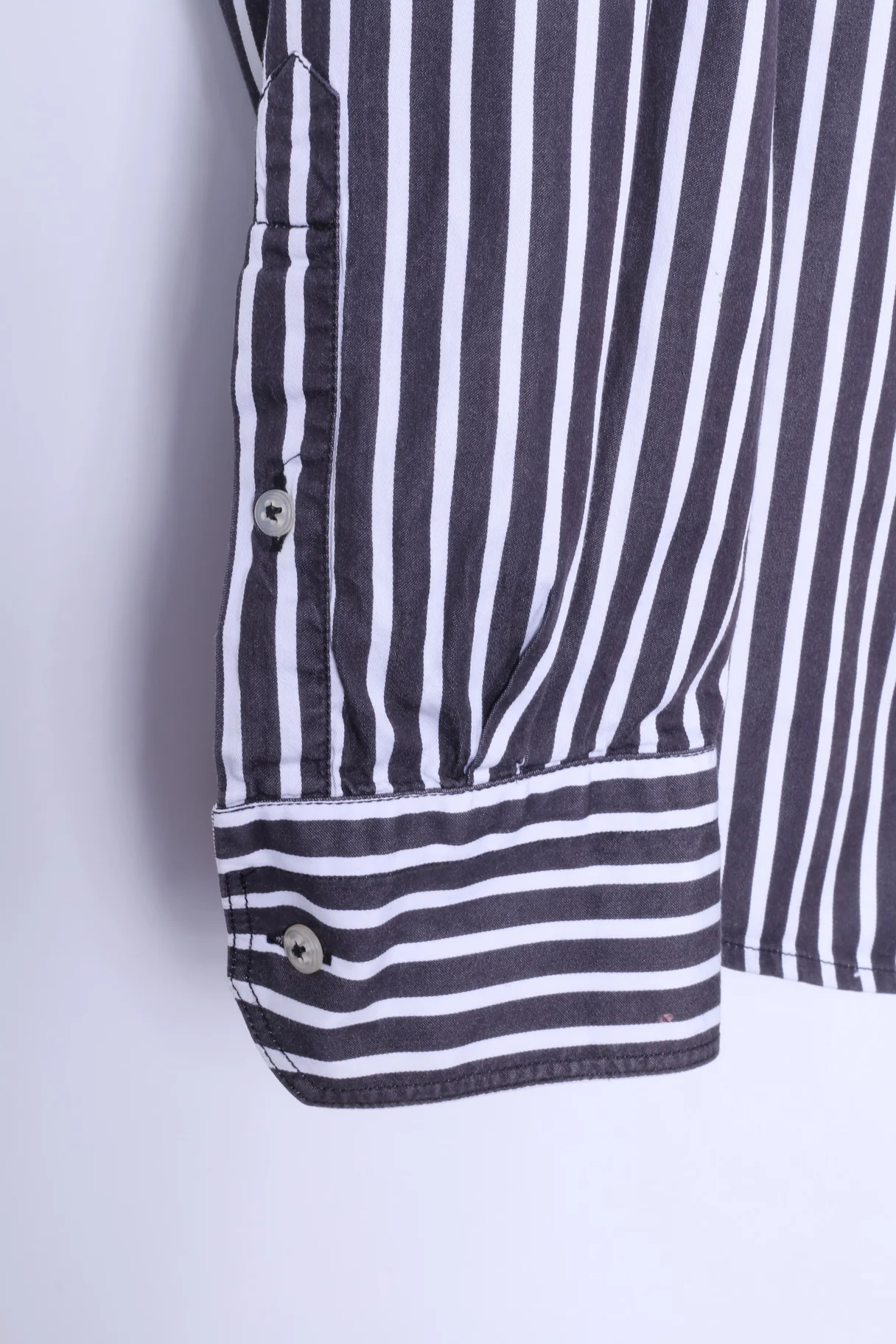 Claudio Campione Mens XL Casual Shirt Black White Stripe Exclusixe Wear Cotton Top - Image 4