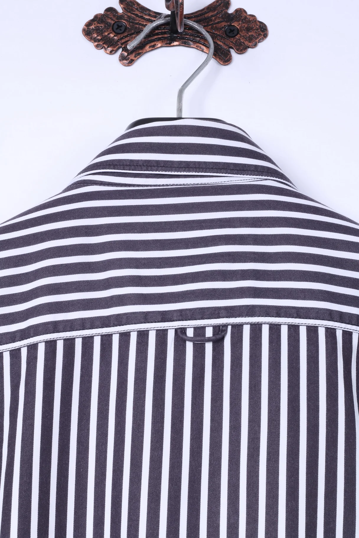 Claudio Campione Mens XL Casual Shirt Black White Stripe Exclusixe Wear Cotton Top - Image 7