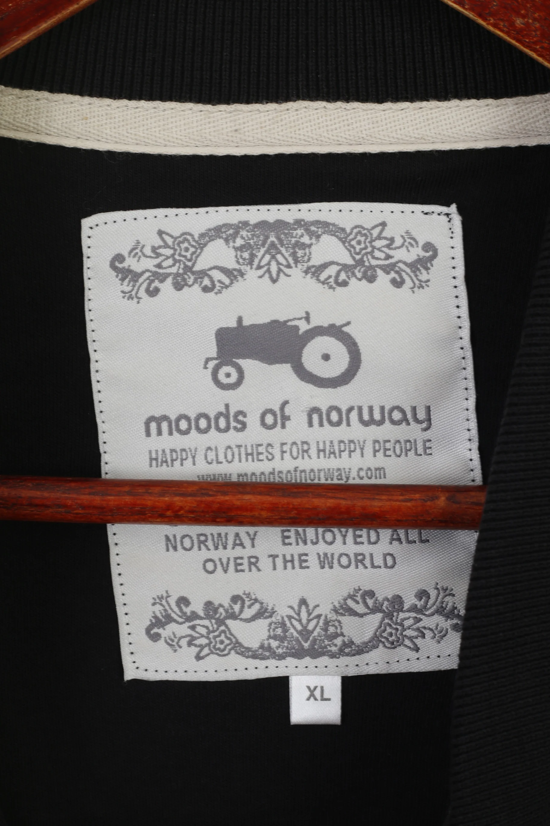Moods of Norway Men XL Polo Shirt Black Cotton Stretch Short Sleeve Winter Wonderland - Image 3