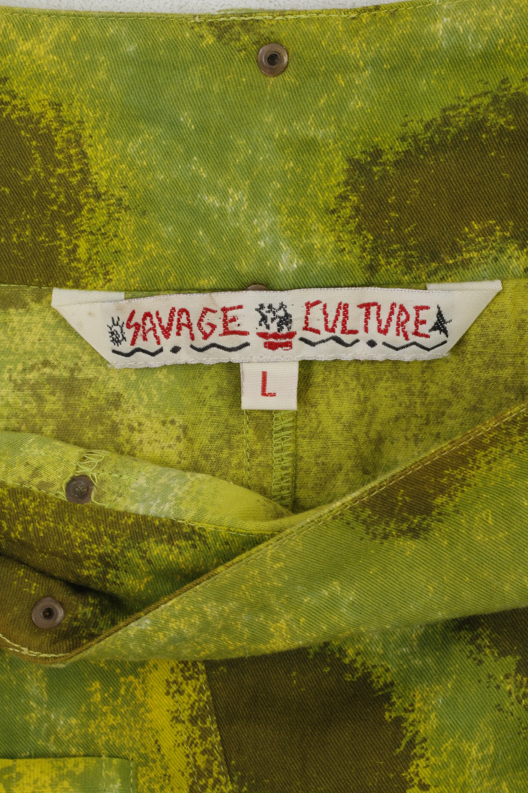 Savage Culture Women L Skirt Green Cotton Asymetric India Boho Emroidered - Image 3