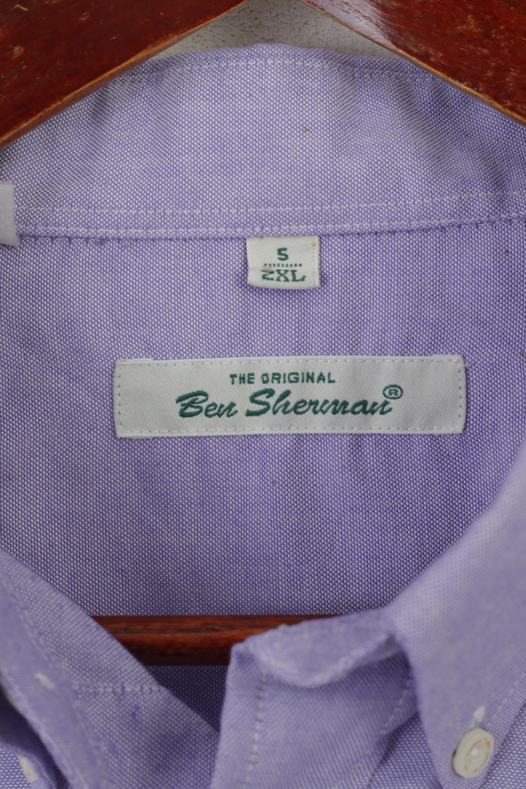 Ben Sherman Men XXL Casual Shirt Purple Cotton Detailed Buttons Long Sleeve Top - Image 5