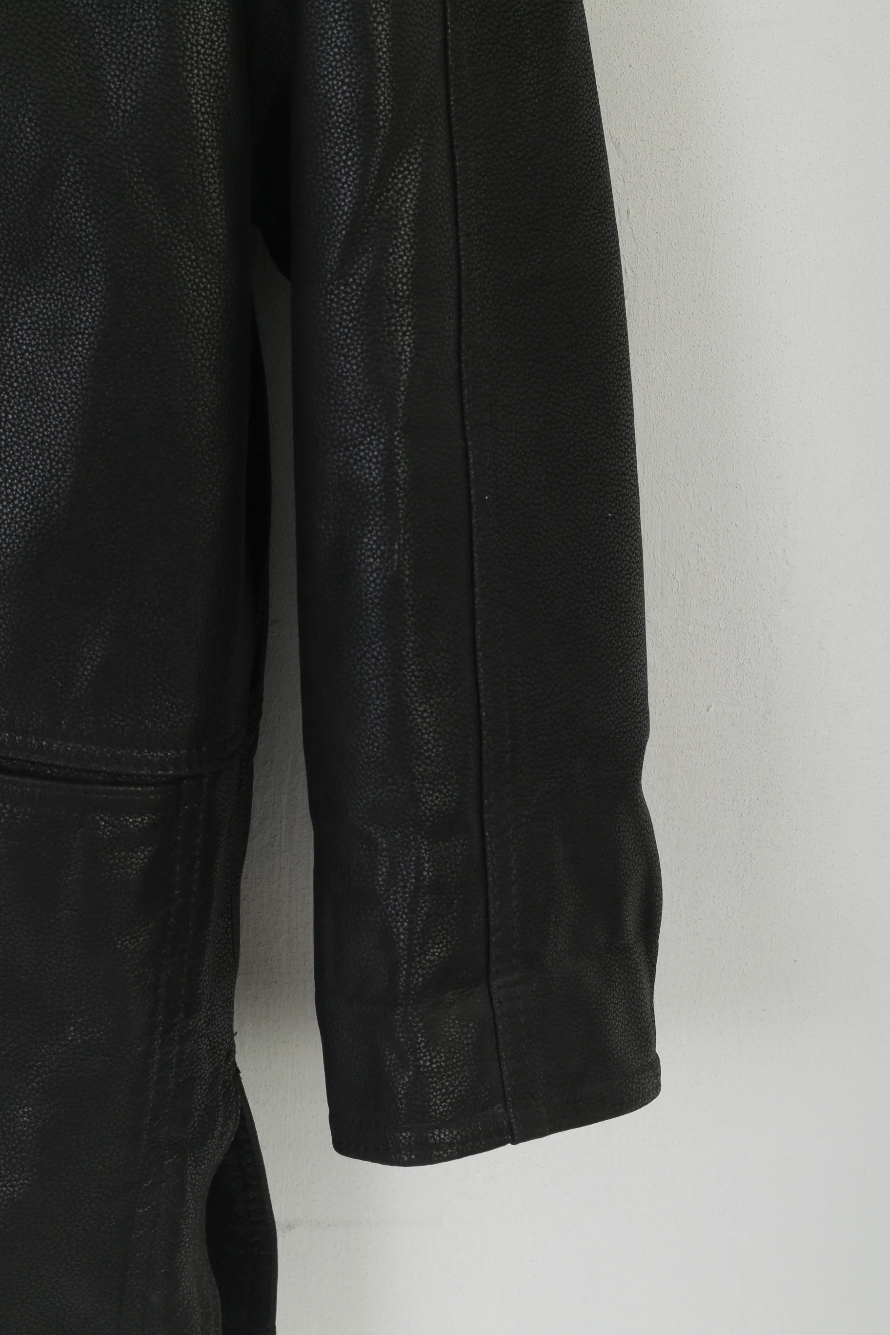 Metra Collection Women L Jacket Black Leather Vintage Removable Lining Shoulder Pads Top - Image 3