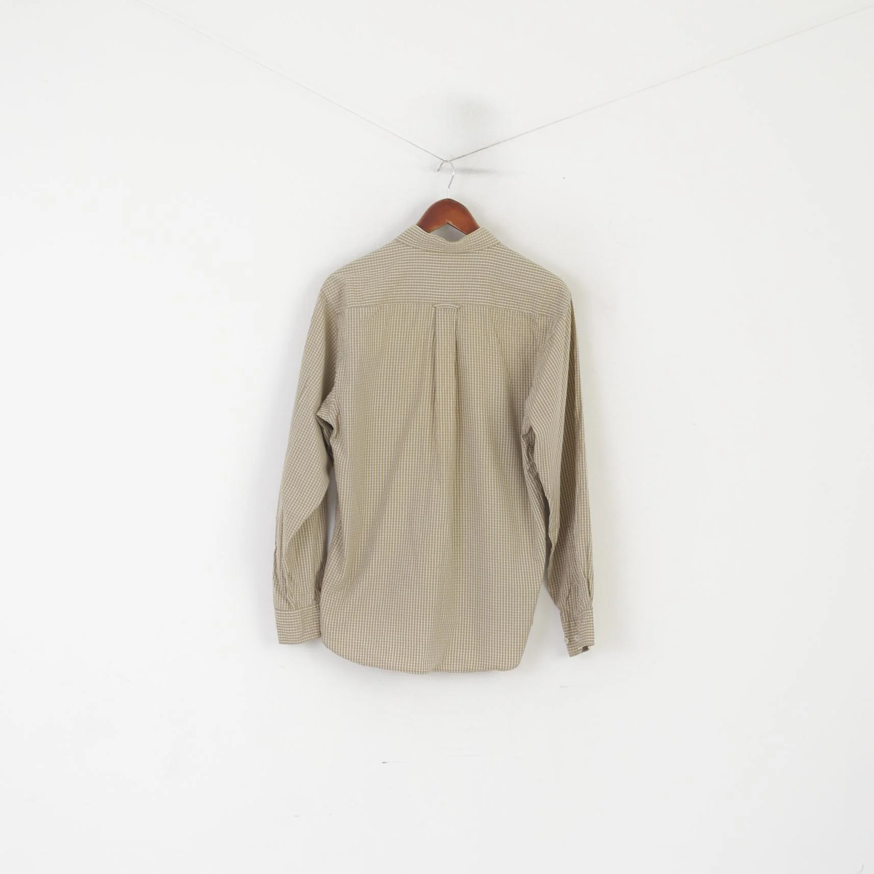 Camel Active Men M Casual Shirt Khaki Check Cotton Outdoor Long Sleeve Top - Image 7