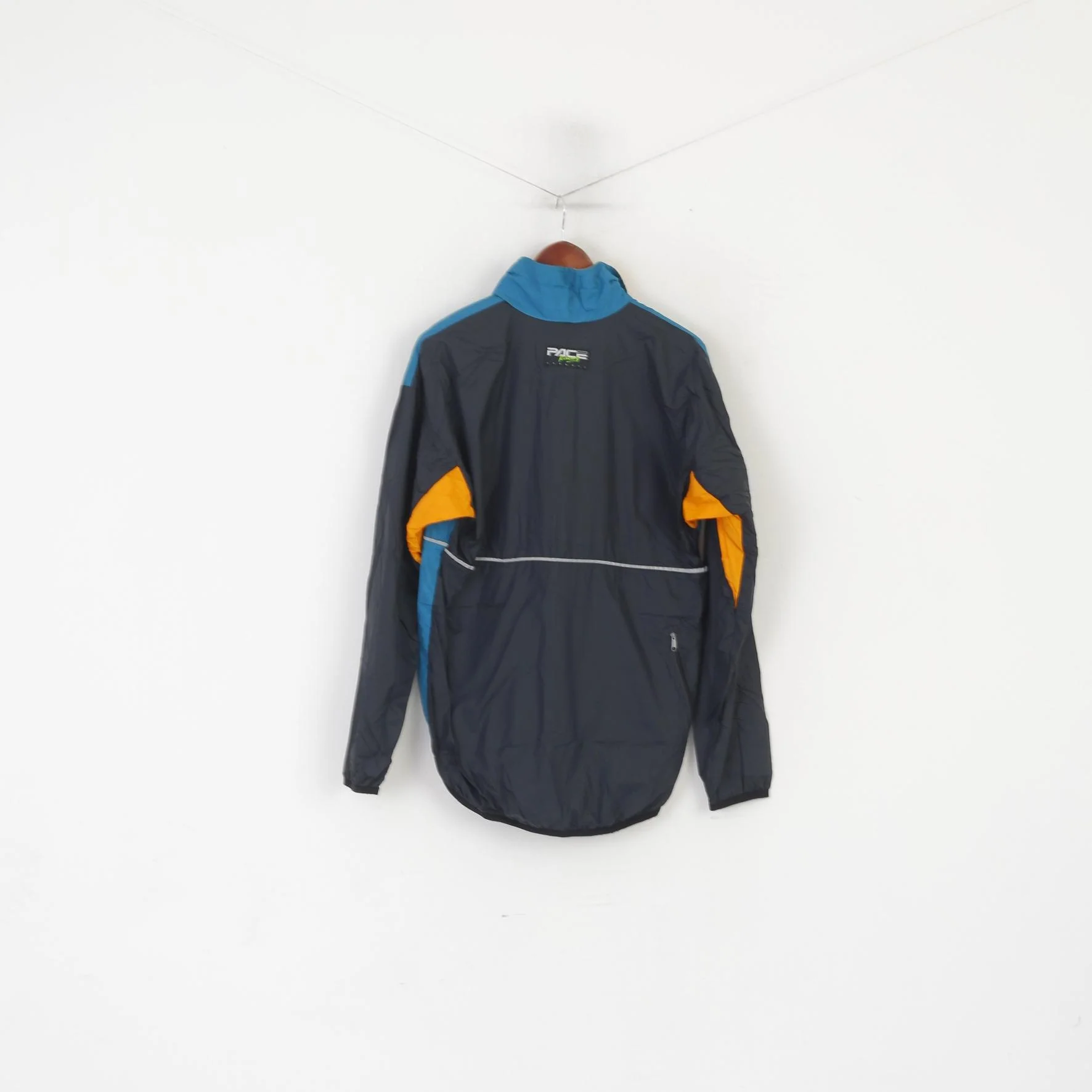 Pace Racing Men L Cycling Jacket Green Vintage Reflective Lightweight Zip NeckTop - Image 6