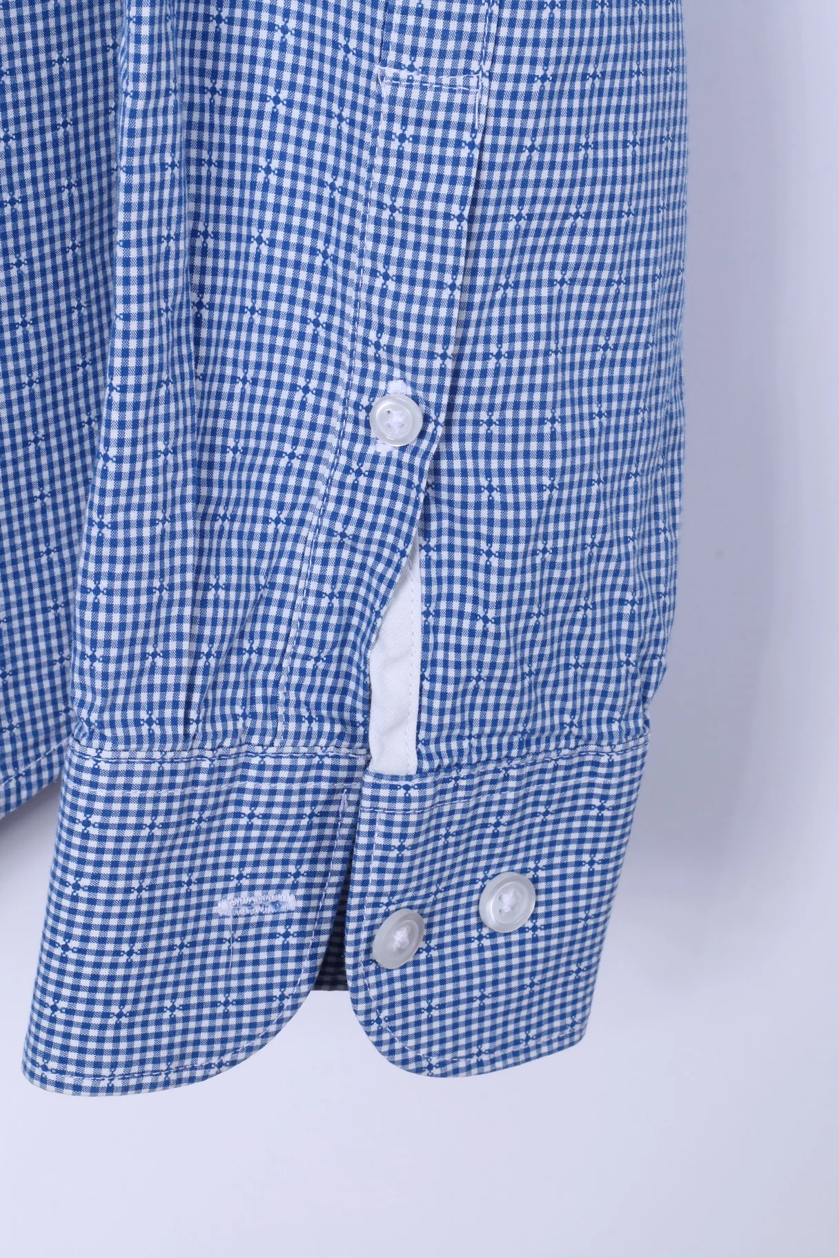 Penguin Mens XL Casual Shirt Mini Check Blue Cotton Heritage Slim Fit Top - Image 4