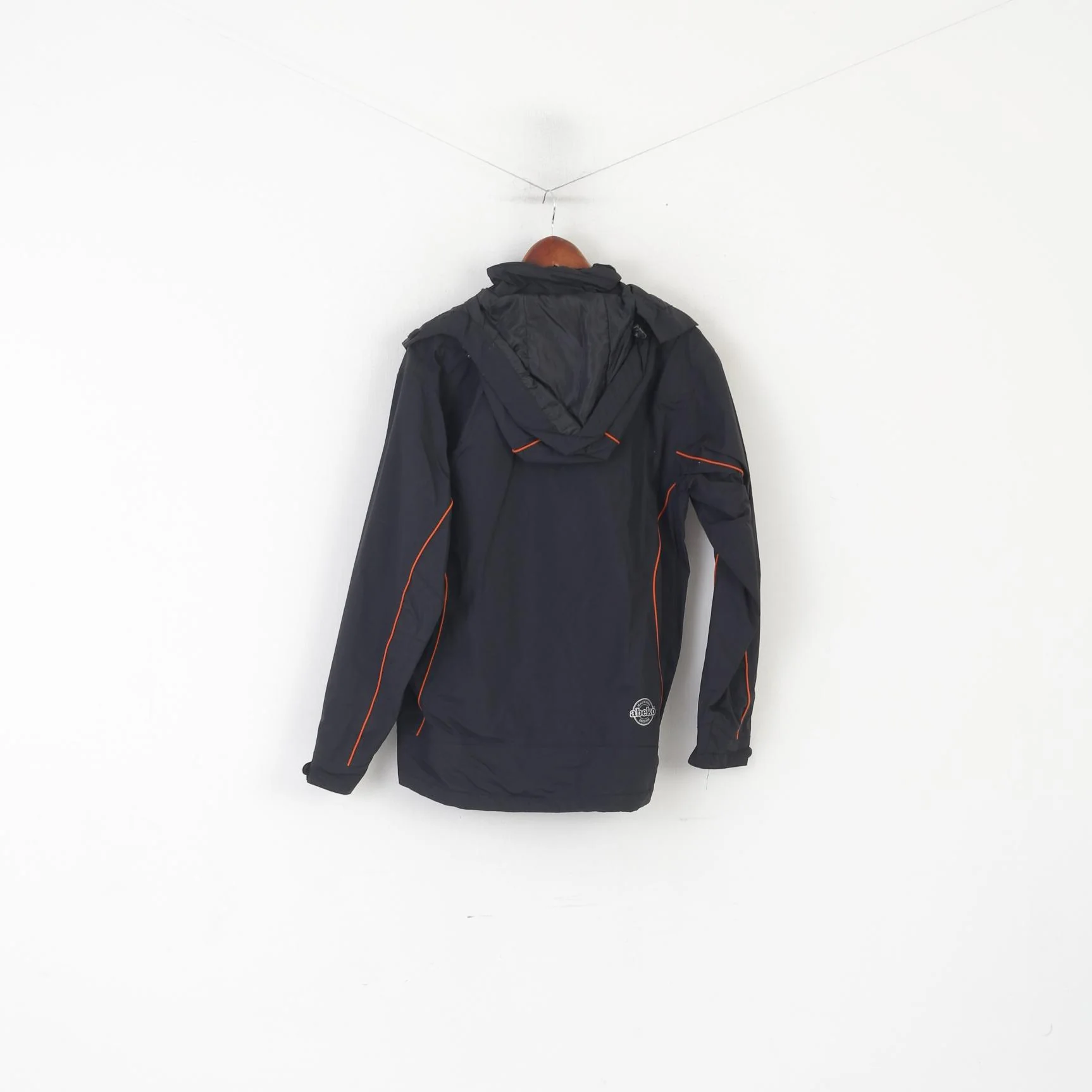 Abeko Men S Jacket Black Nylon Waterproof Outdoor Zip Up Hooded All Weather Top - Image 7