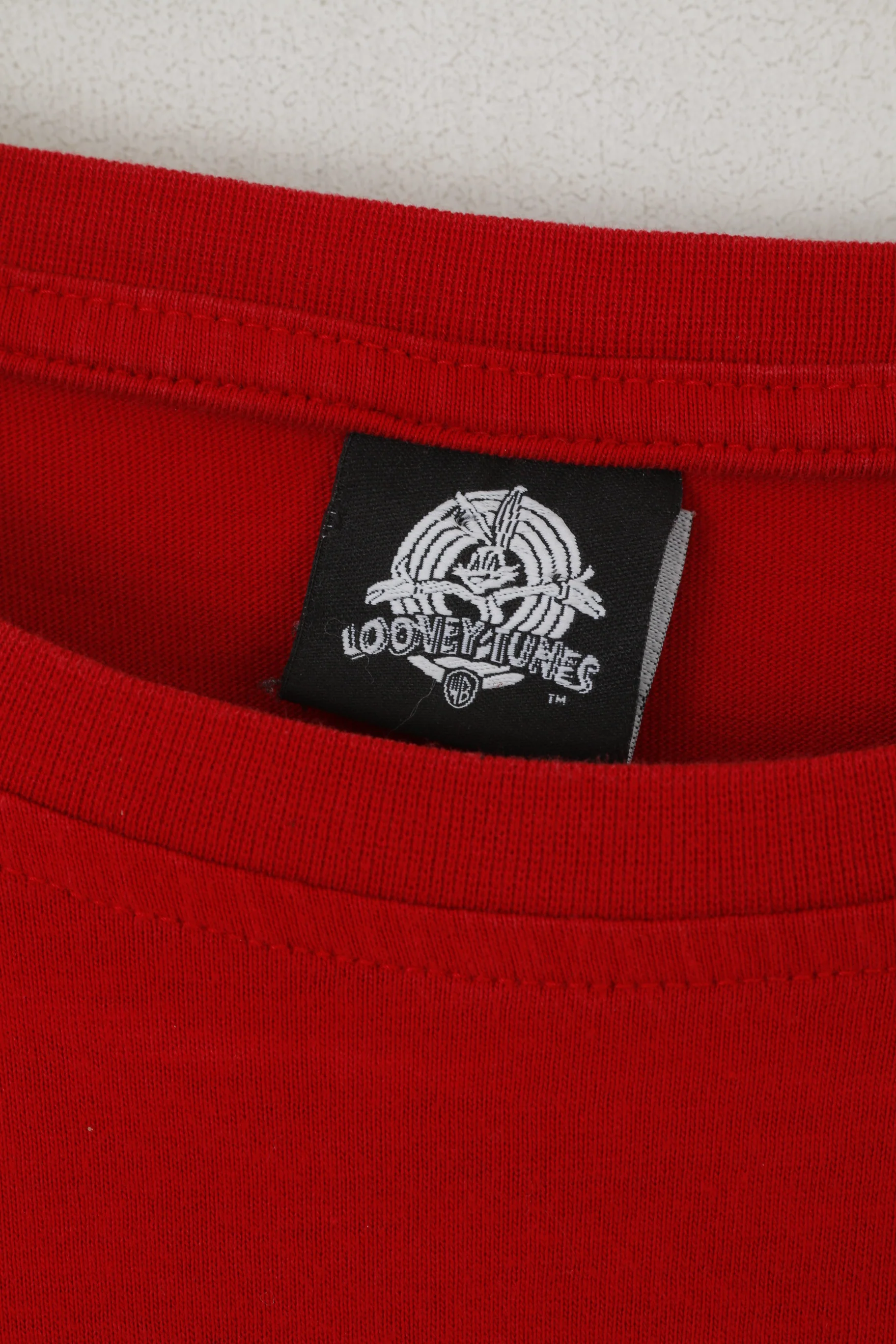 George Looney Tunes Men L Shirt Red Cotton Graphic Look Bald in This?! - Image 4