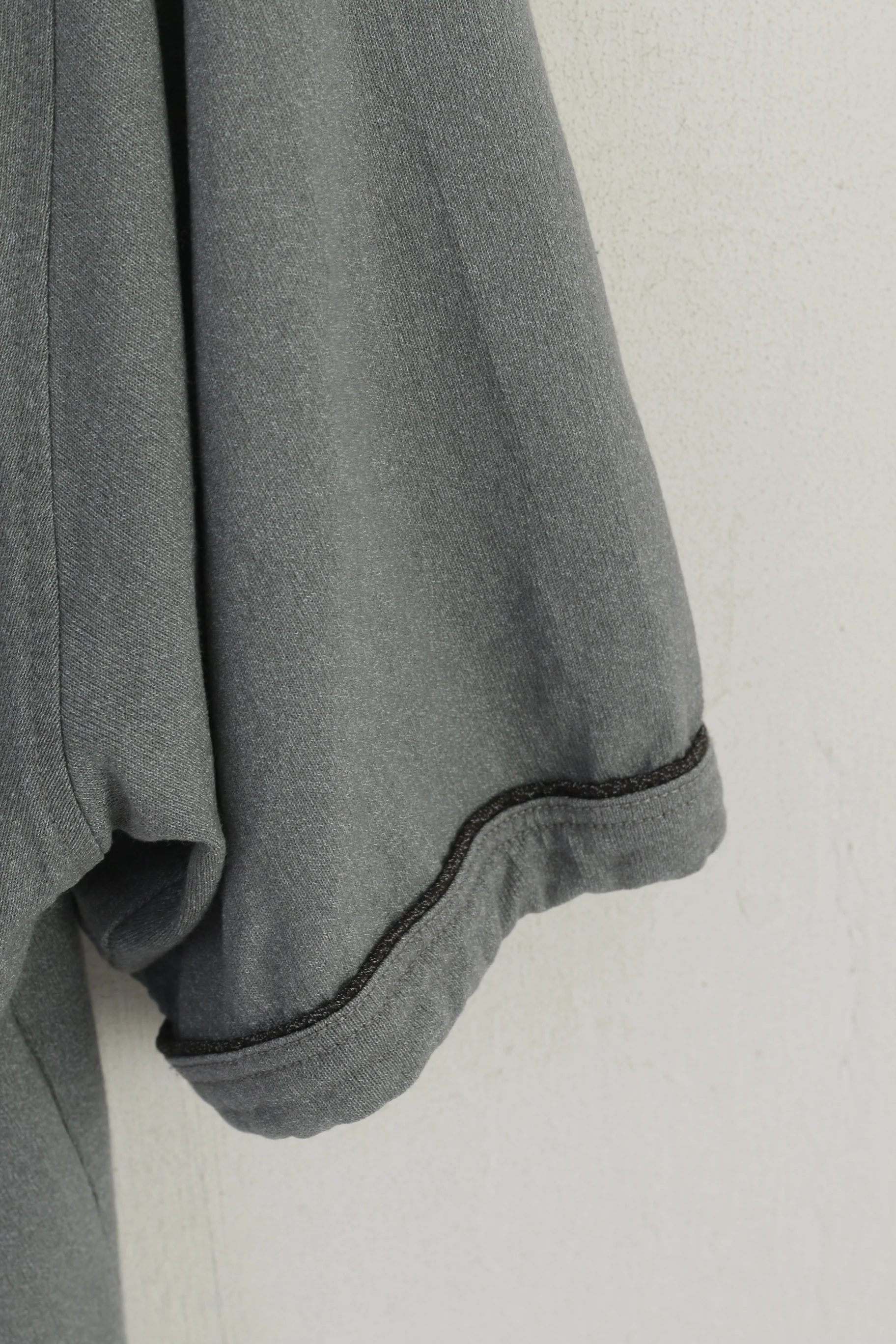 Portobello's Men L Polo Shirt Gray Vintage Plain Viscose Zip Neck Italy Top - Image 3