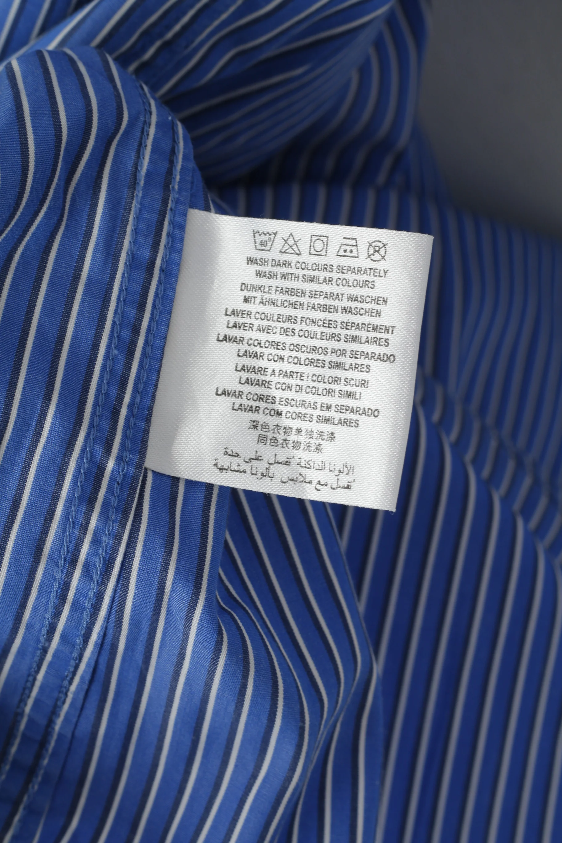 Gant Men L Casual Shirt Blue Striped Coton Epire Poplin Long Sleeve Regular Top - Image 5