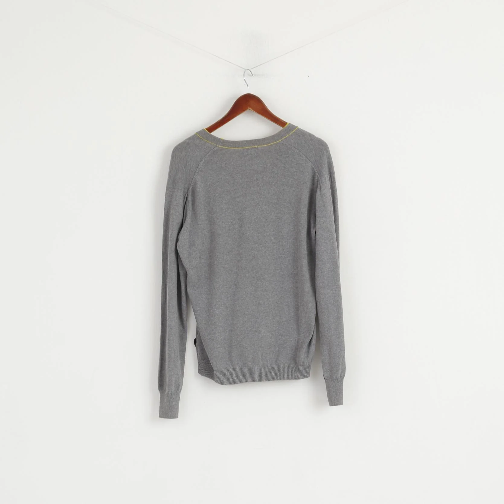 Paul Smith Jeans Men M Jumper Grey Cotton V Neck Classic Sweater - Image 6