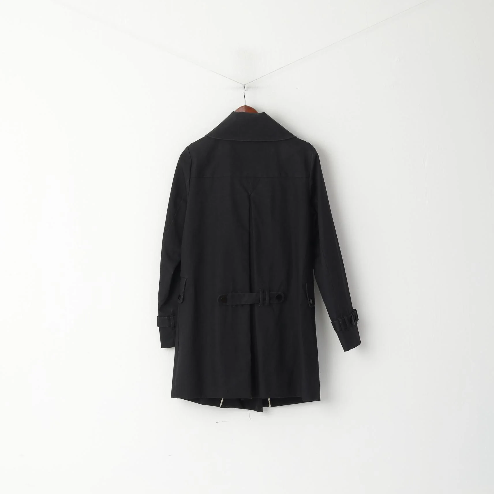 Designers Remix Collection By Charlotte Eskildsen Women 38 S Coat Black Double Breasted Snap Trench - Image 6